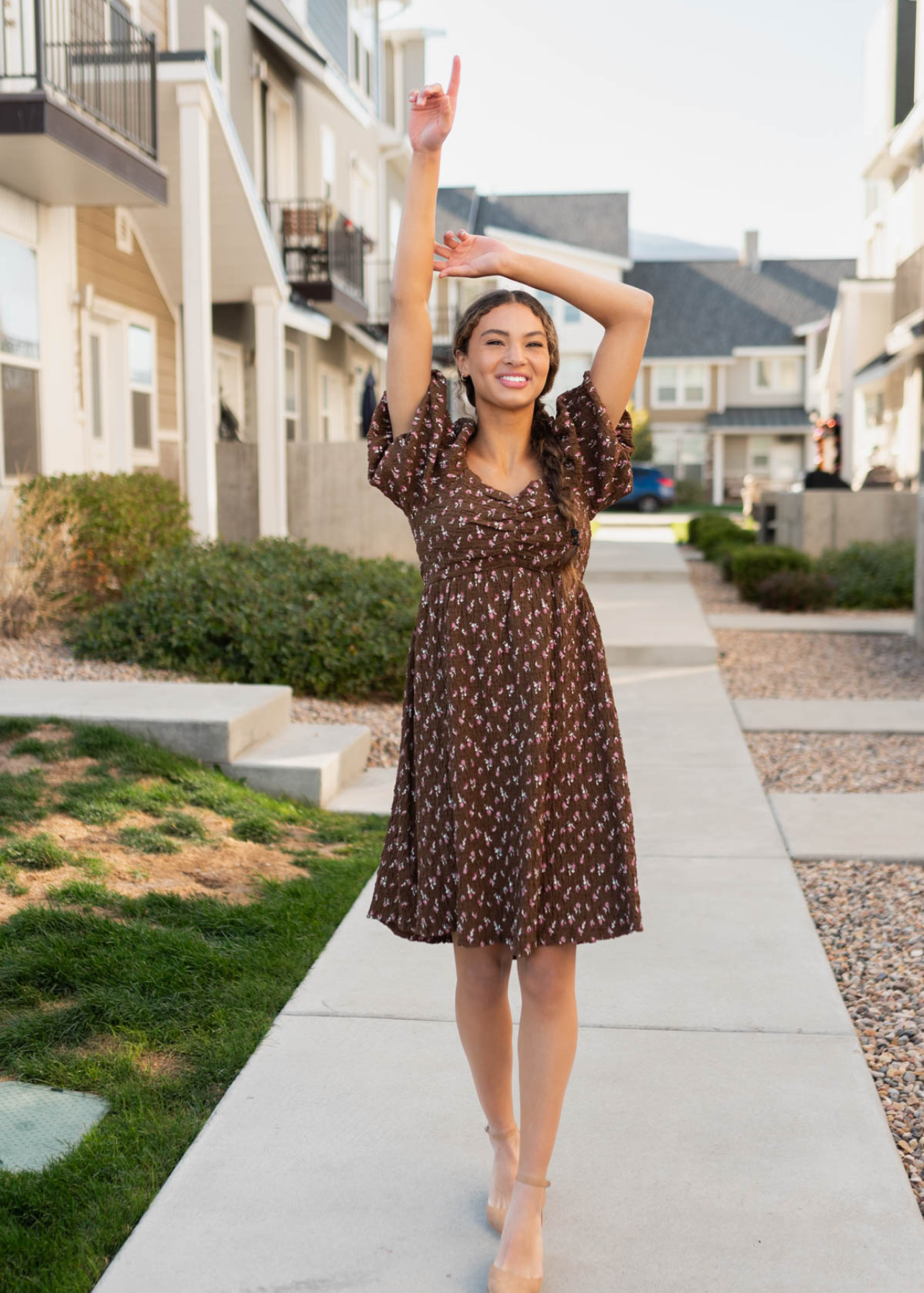 Indie Brown Floral Dress