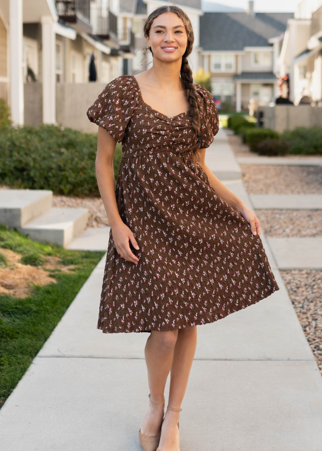 Indie Brown Floral Dress