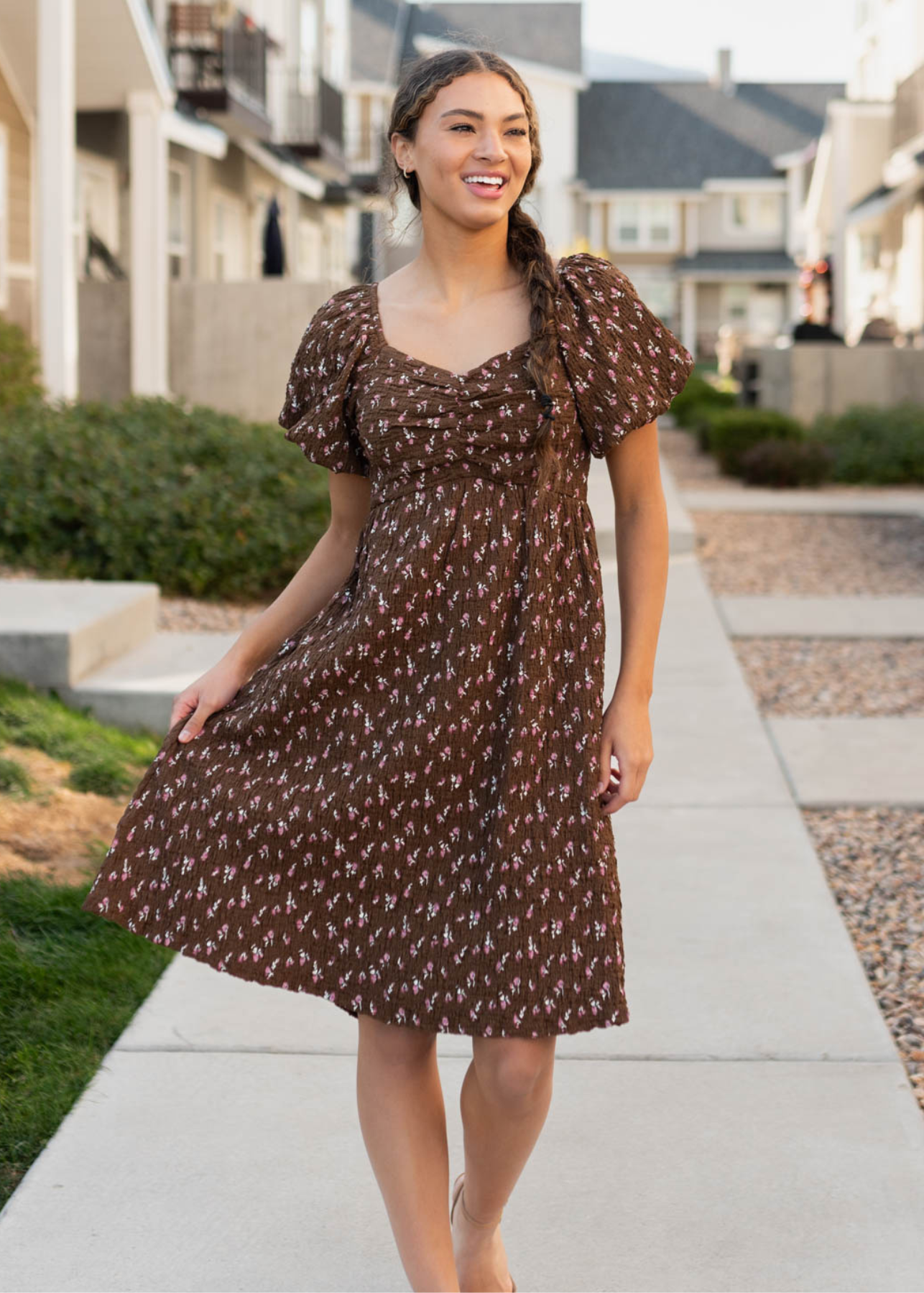 Indie Brown Floral Dress