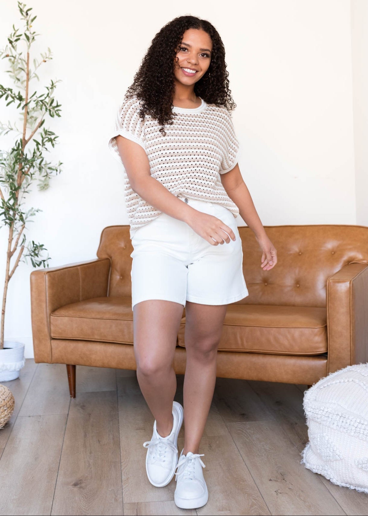 Jamie White Denim Bermuda Shorts