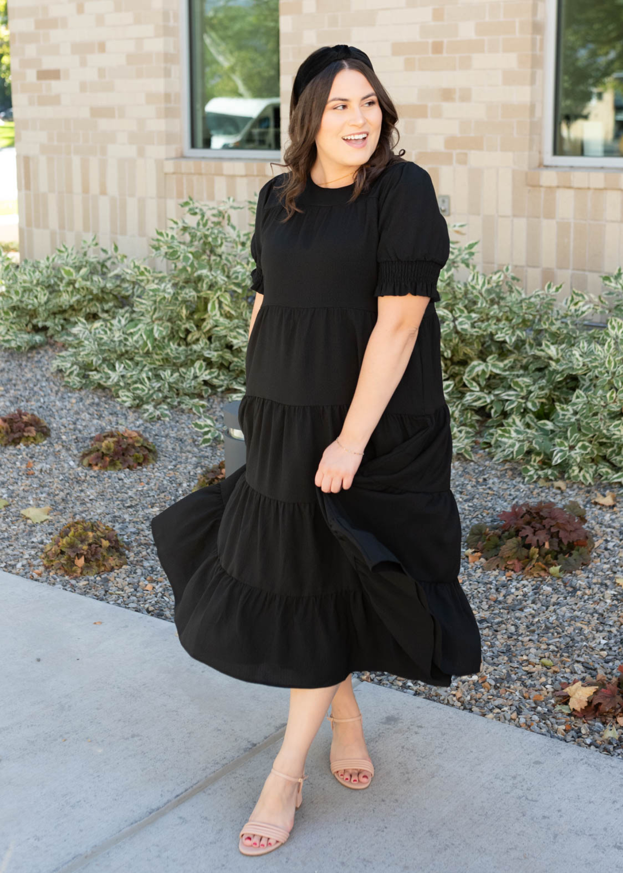 Janessa Tiered Black Dress