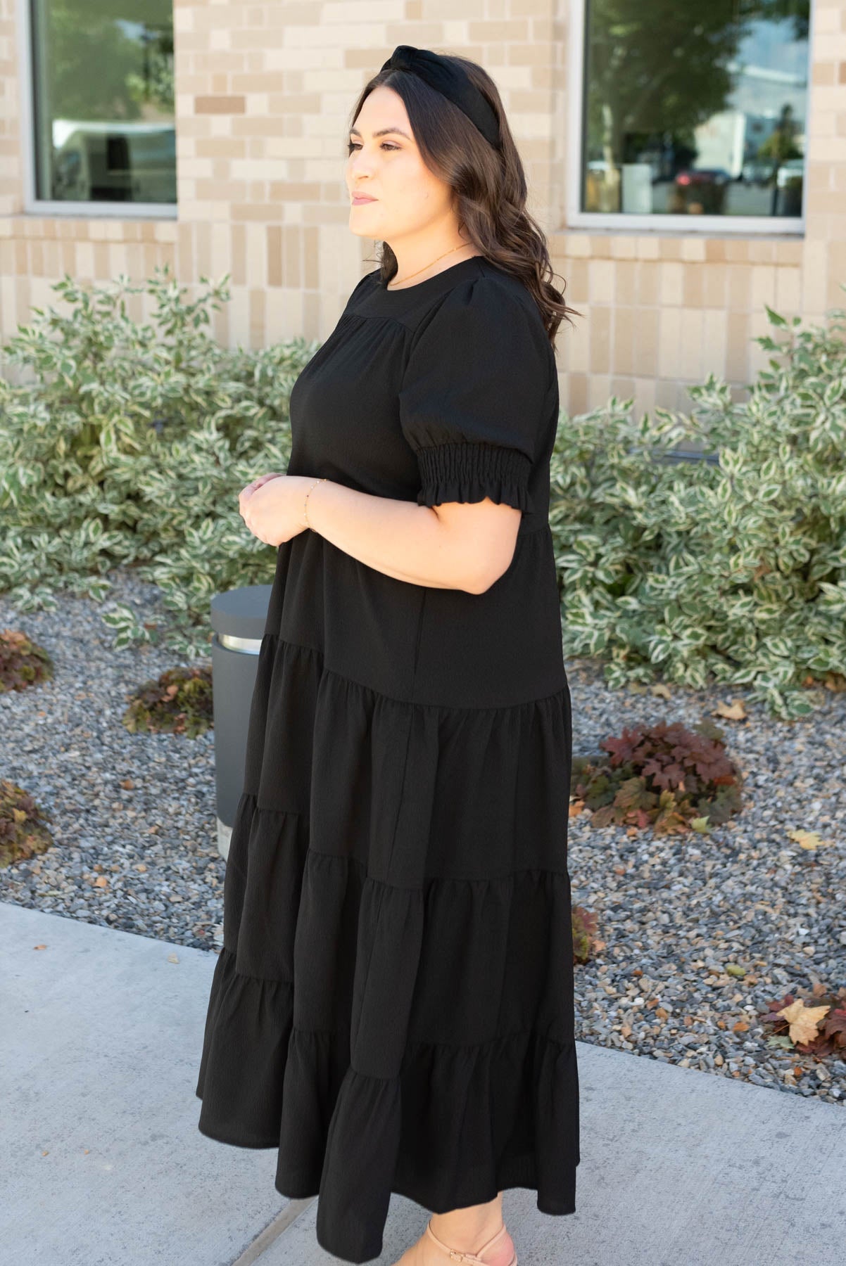 Janessa Tiered Black Dress