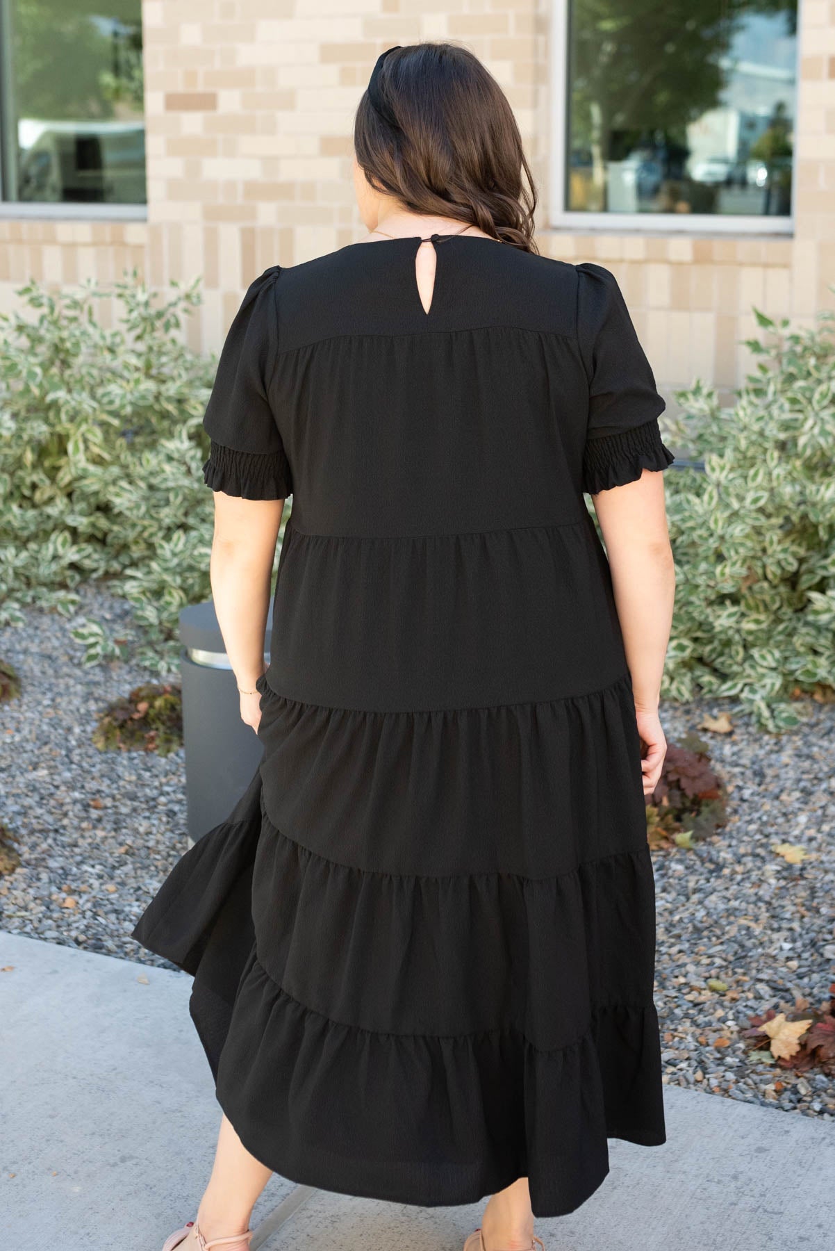 Janessa Tiered Black Dress