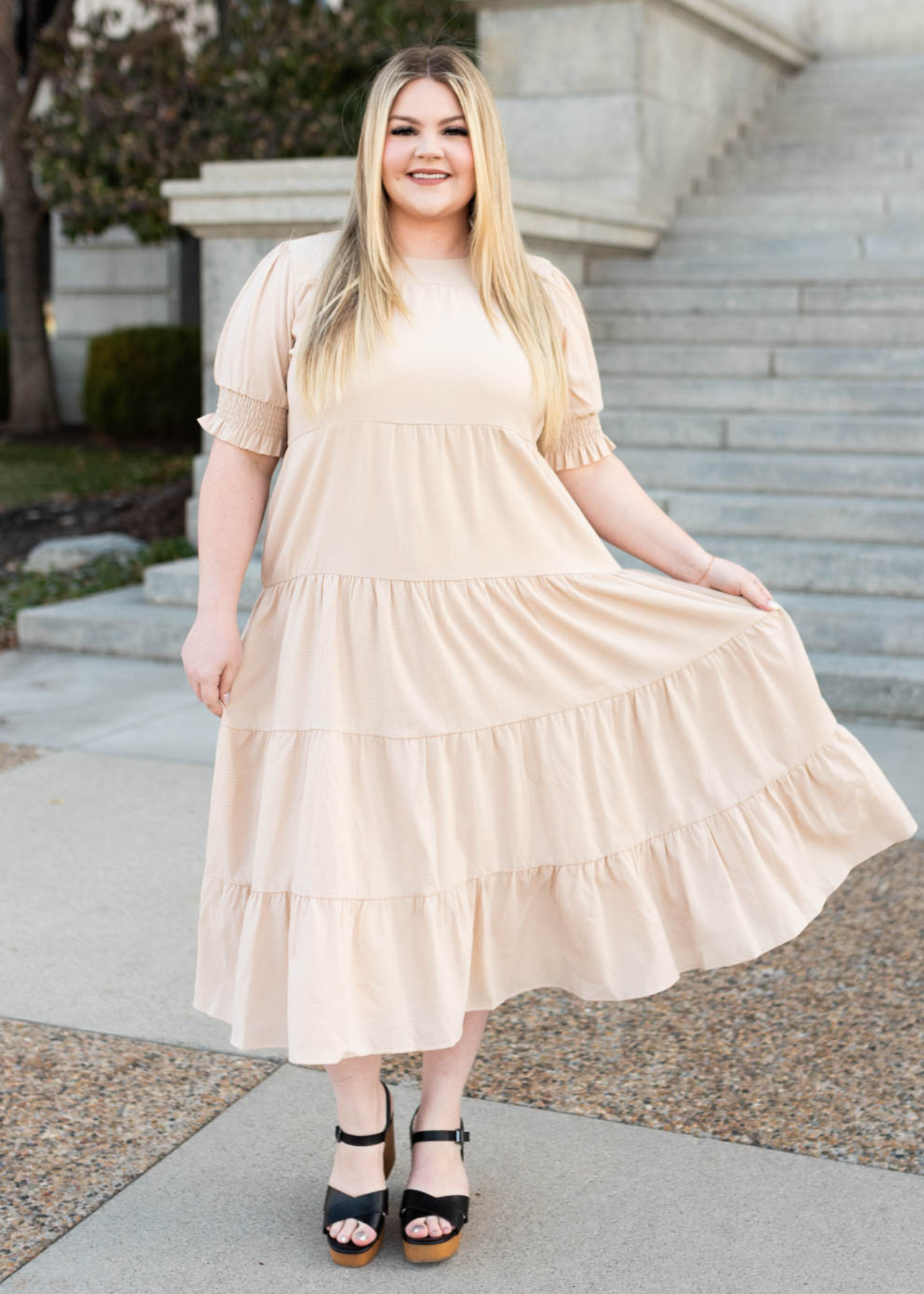 Janessa Tiered Cream Dress