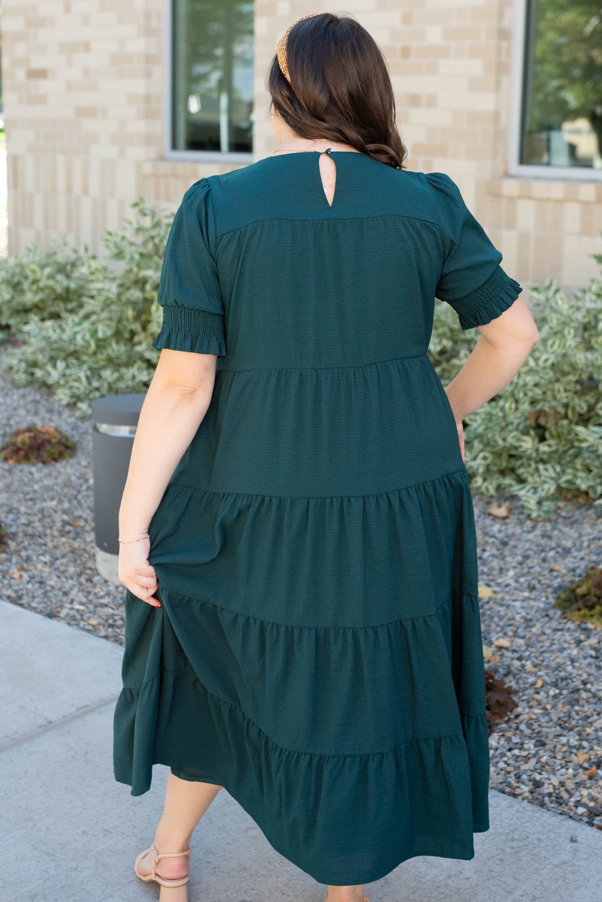 Janessa Tiered Dark Green Dress