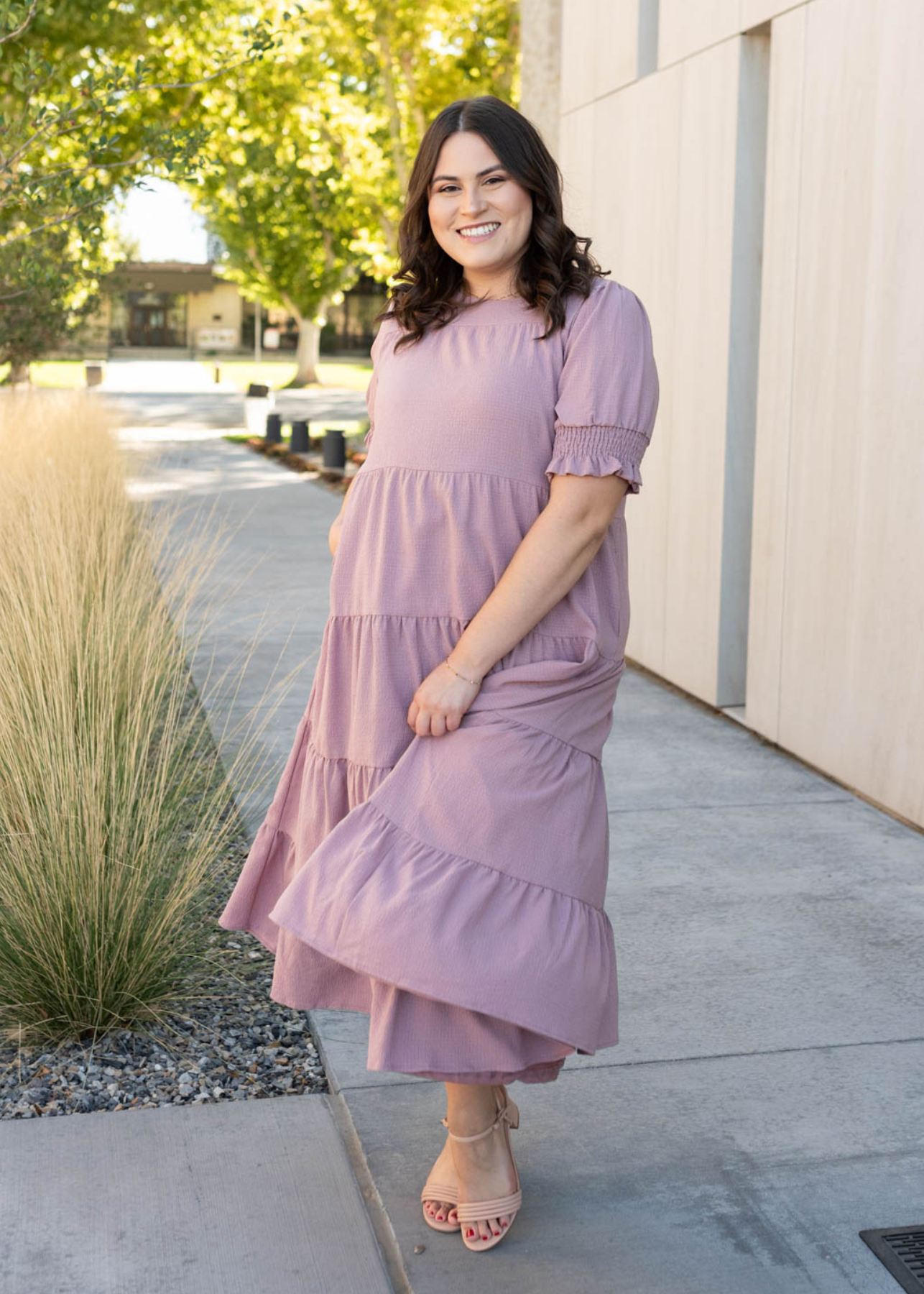 Janessa Tiered Dusty Lilac Dress