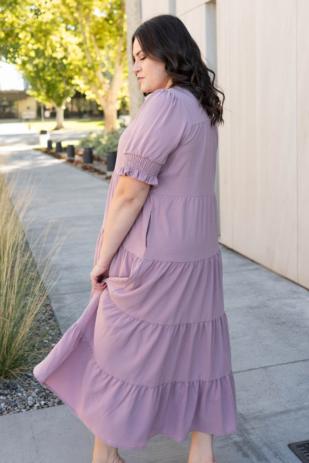 Janessa Tiered Dusty Lilac Dress