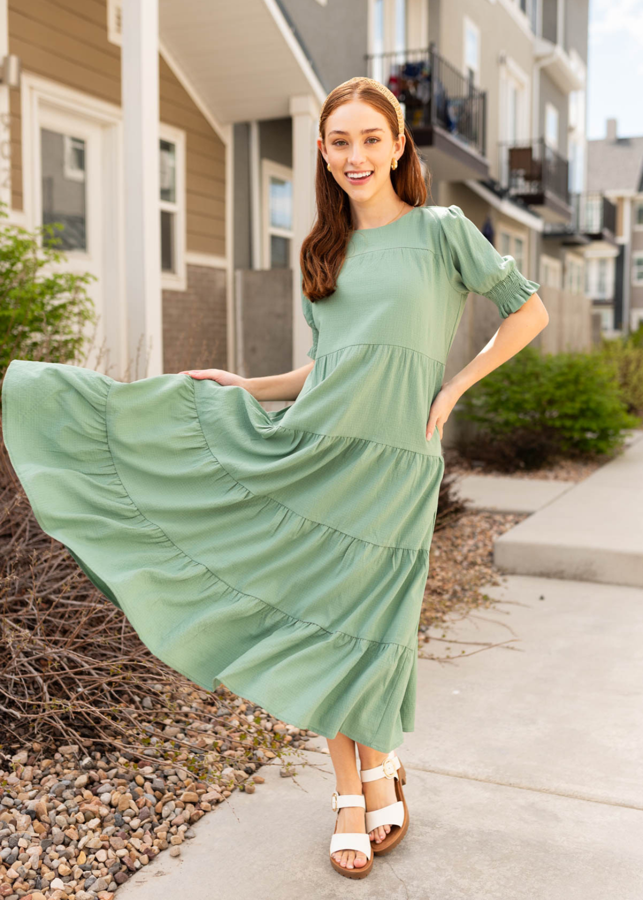 Janessa Deep Sage Dress