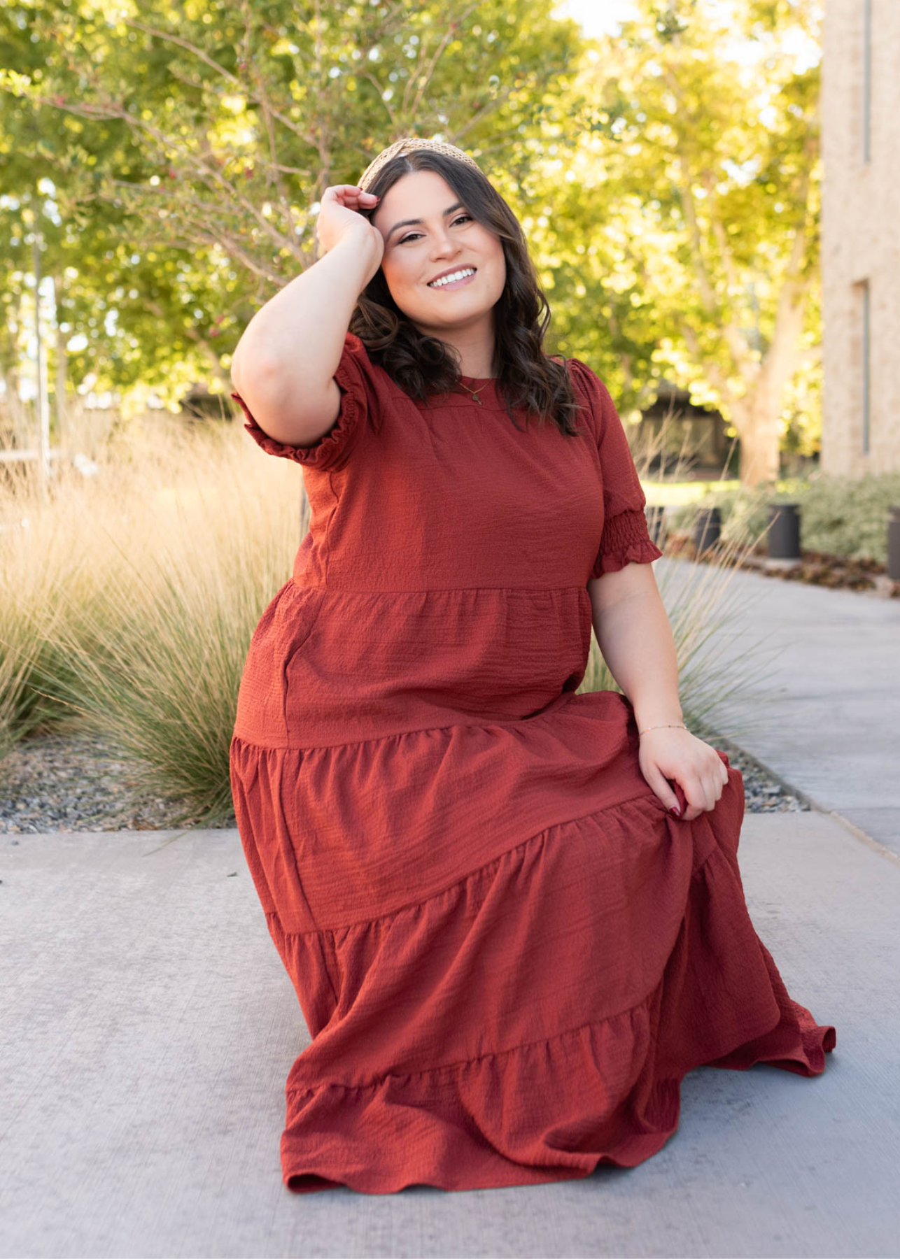 Janessa Tiered Rust Dress