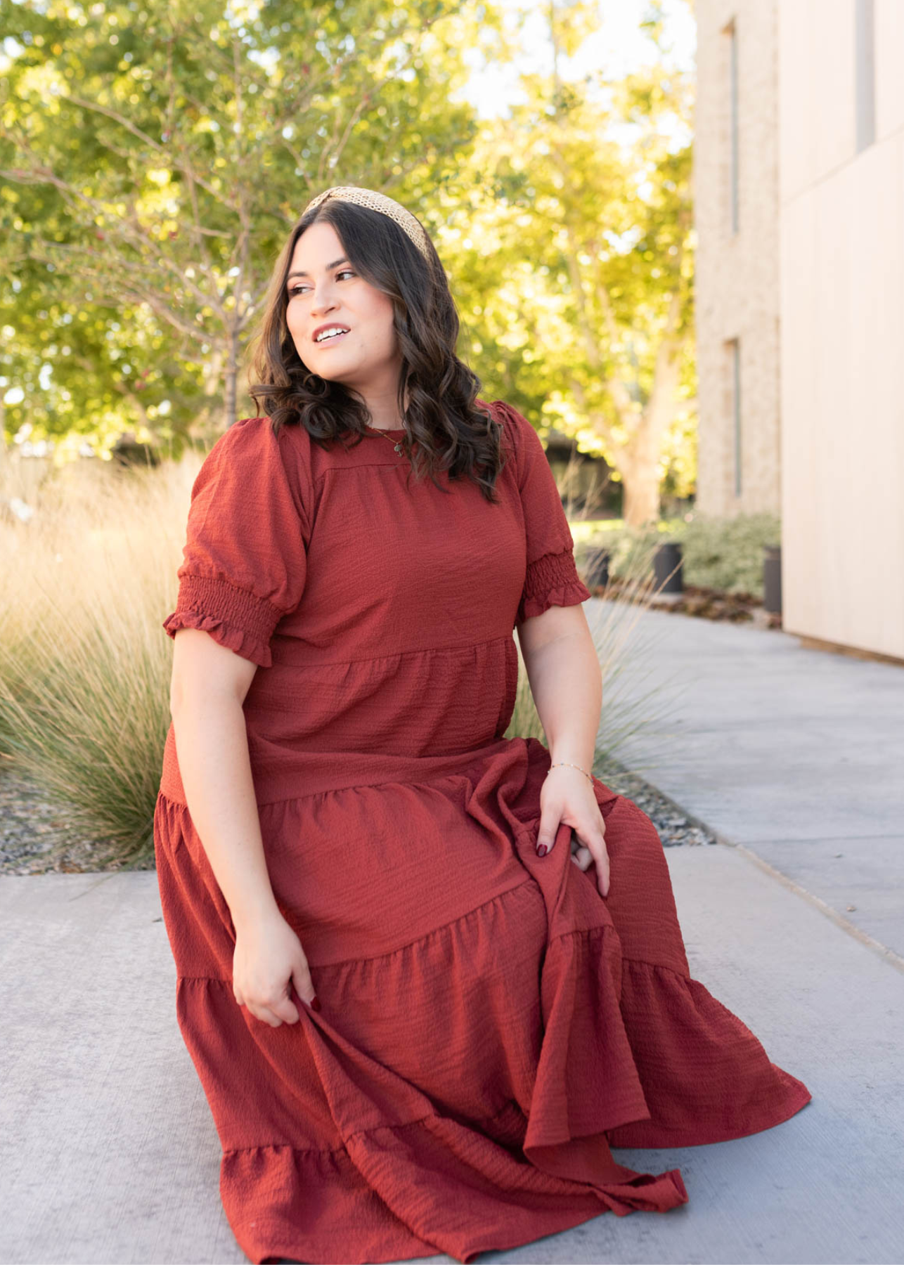 Janessa Tiered Rust Dress