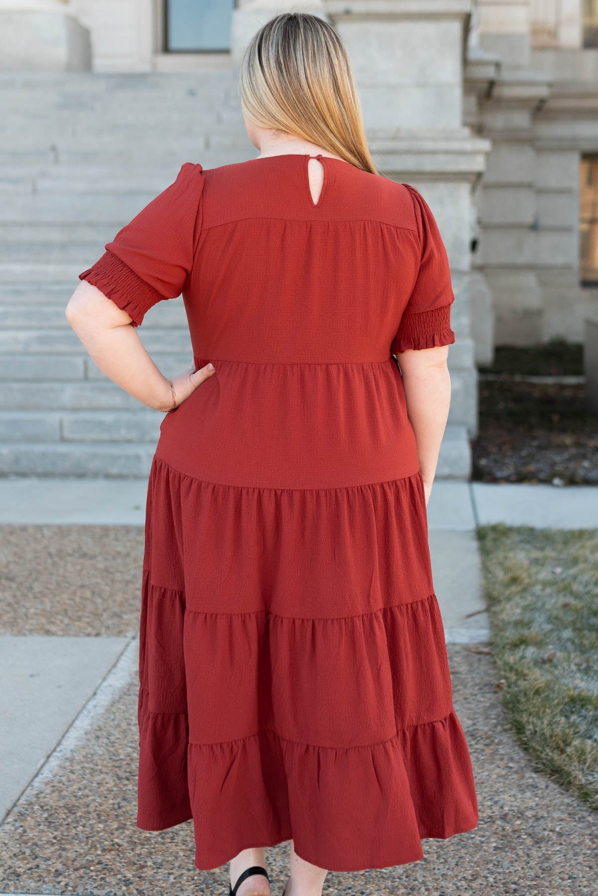 Janessa Tiered Rust Dress