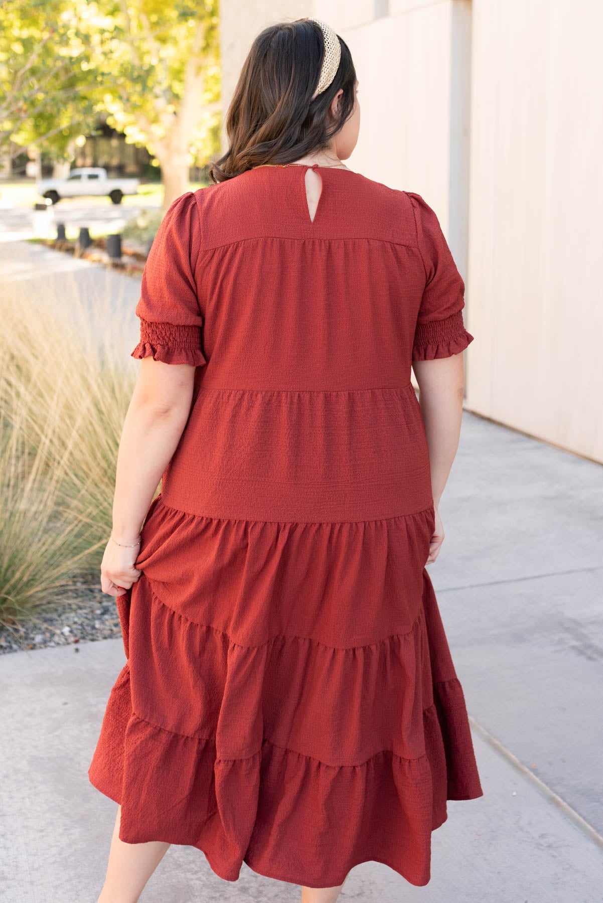 Janessa Tiered Rust Dress