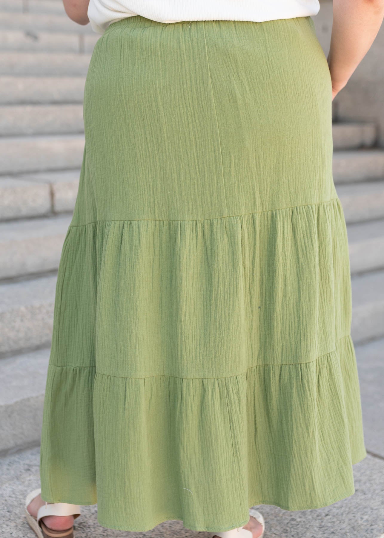Jannalese Light Green Gauze Tiered Skirt