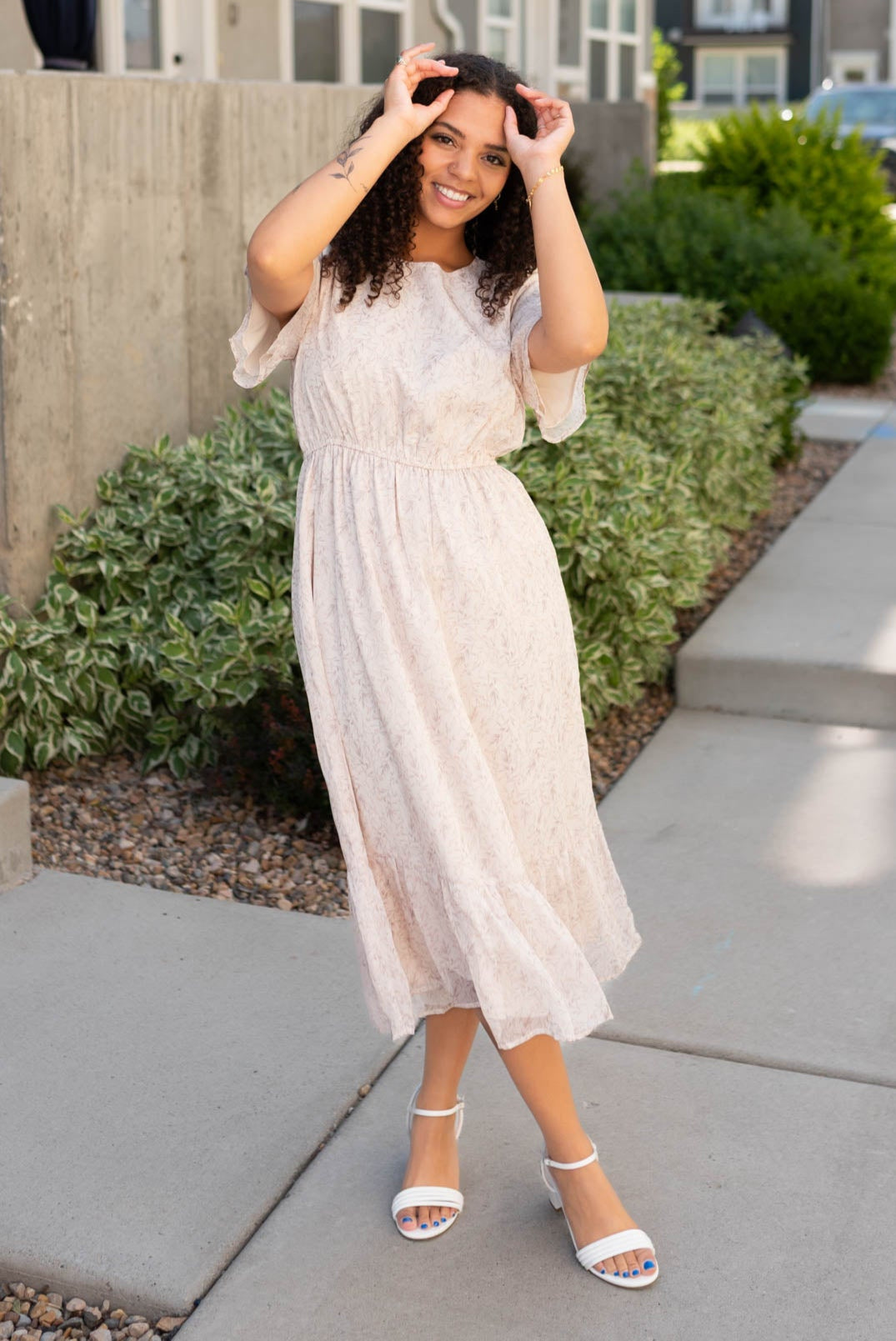 Jasmine Beige Floral Dress