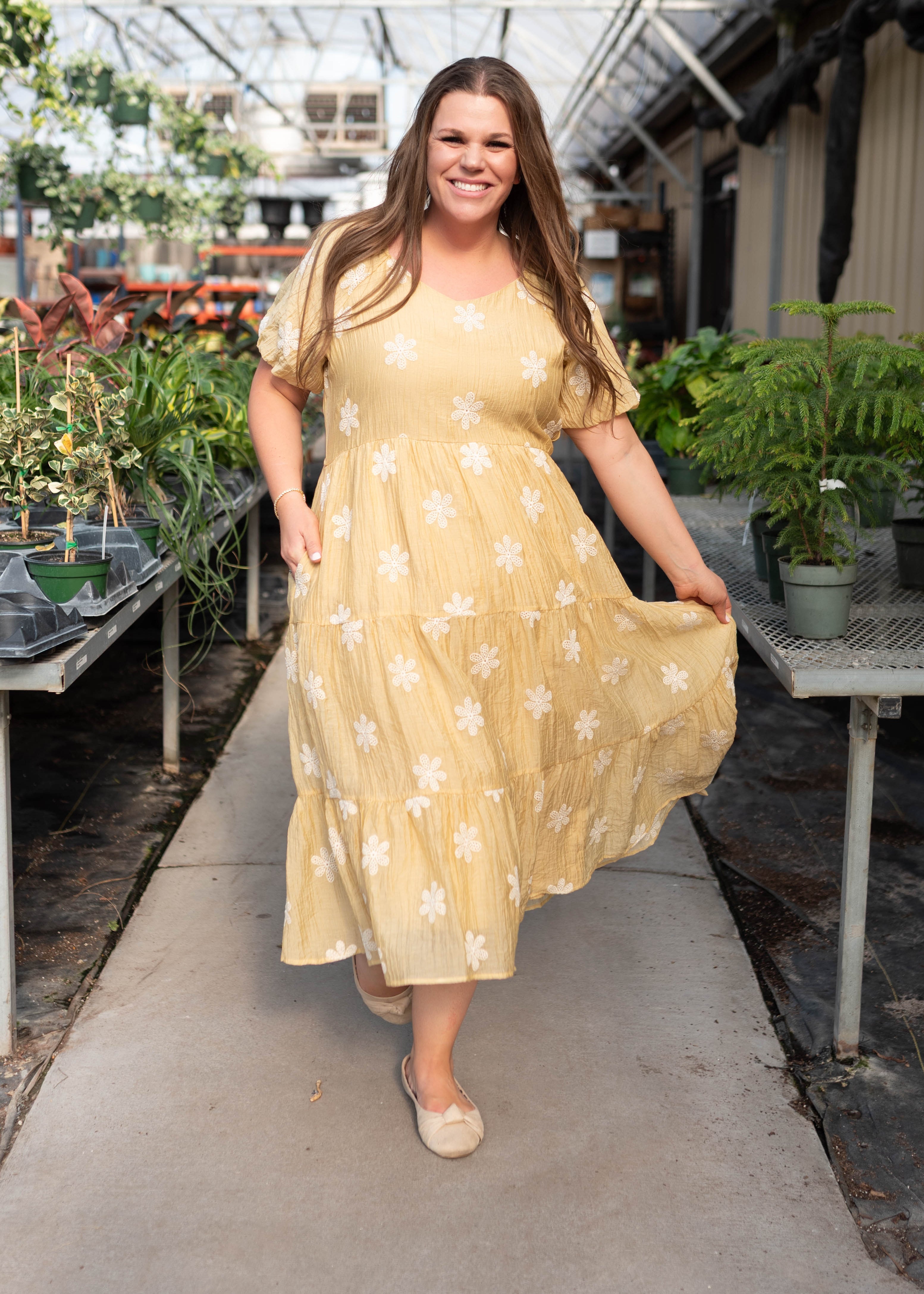 Jayla Yellow Embroidered Dress