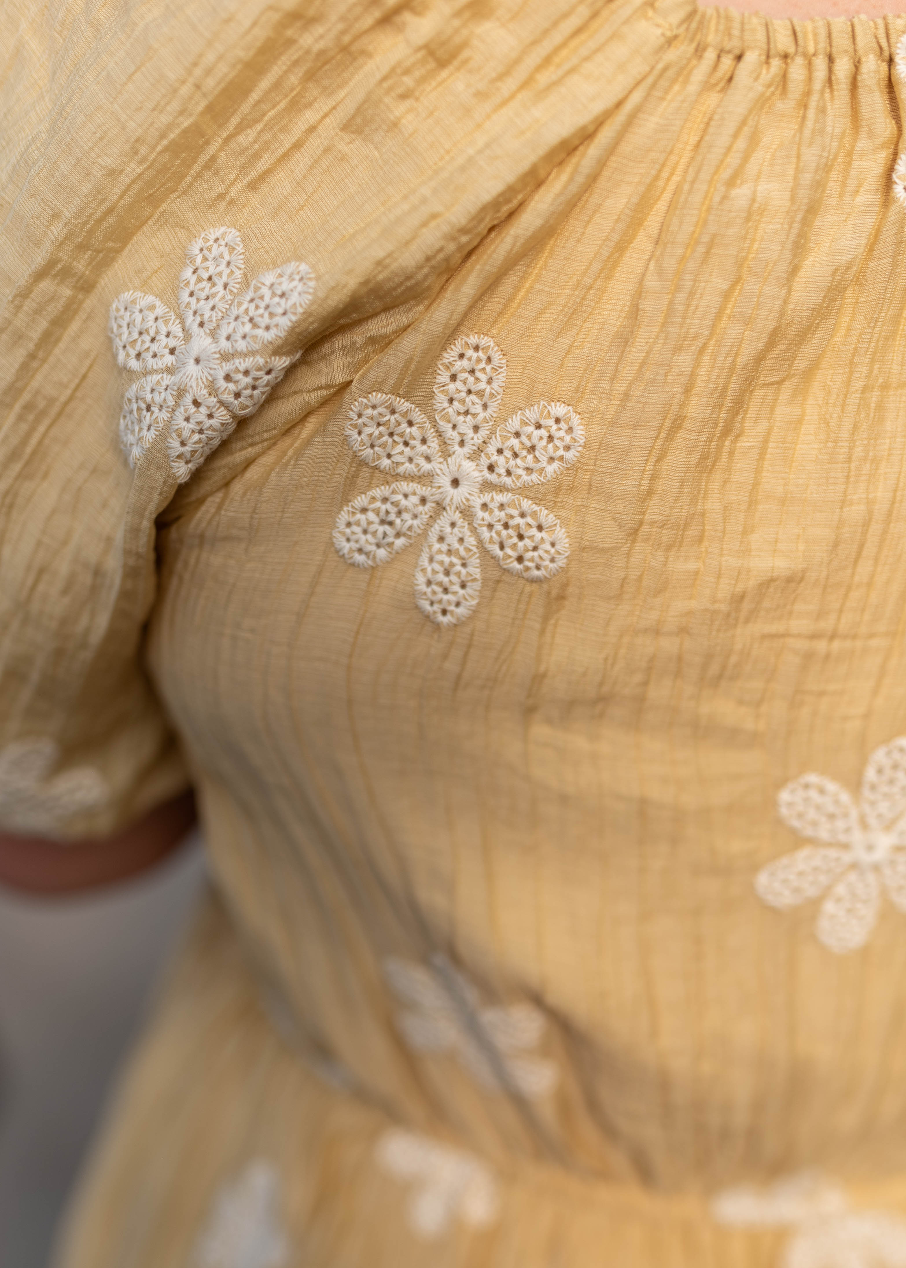 Jayla Yellow Embroidered Dress
