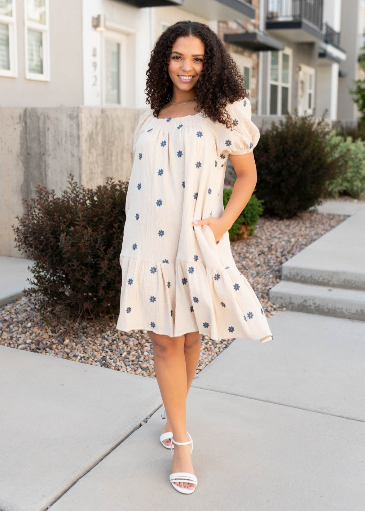 Jenelle Natural Embroidered Dress