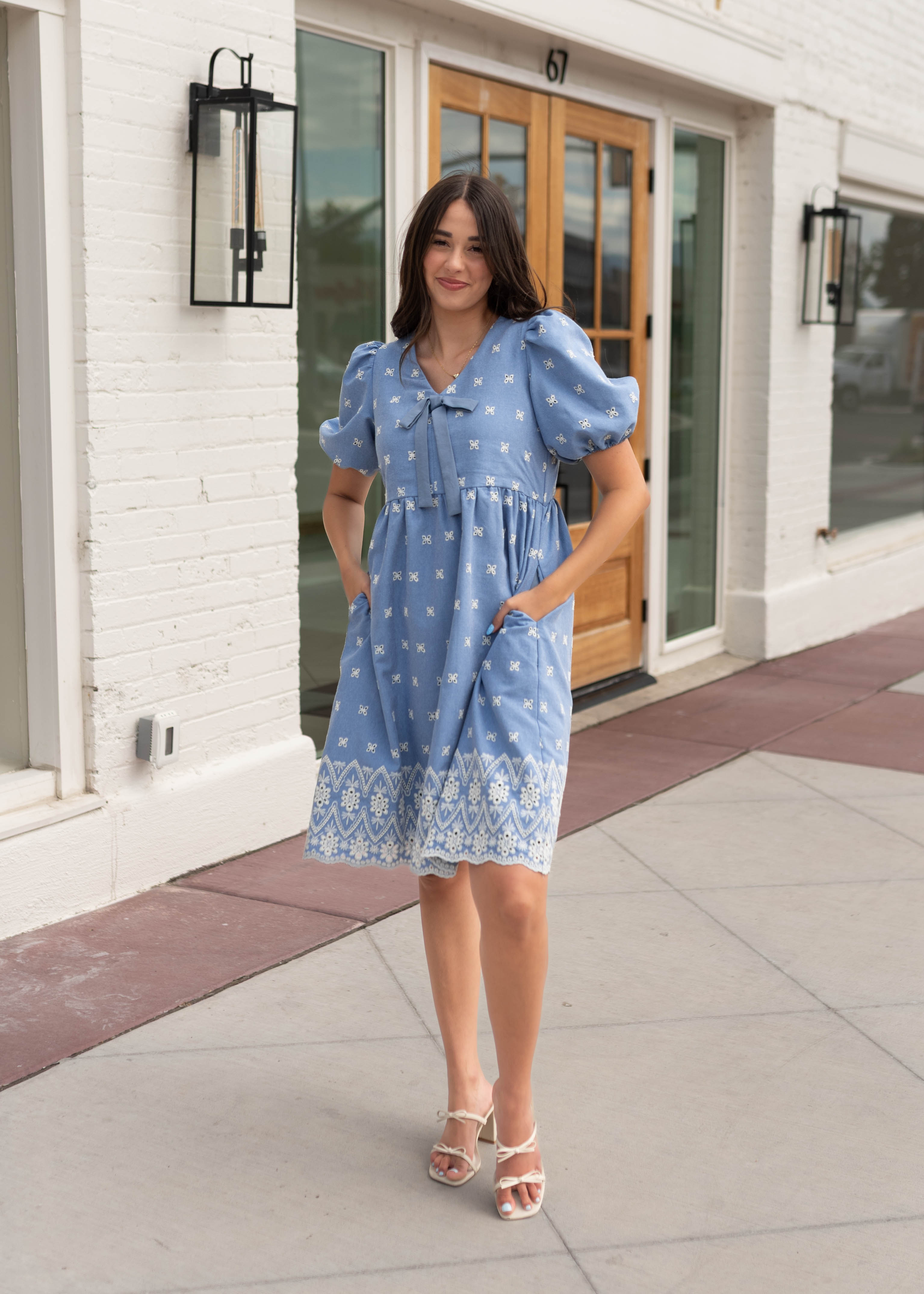 Jordyn Blue Eyelet Dress