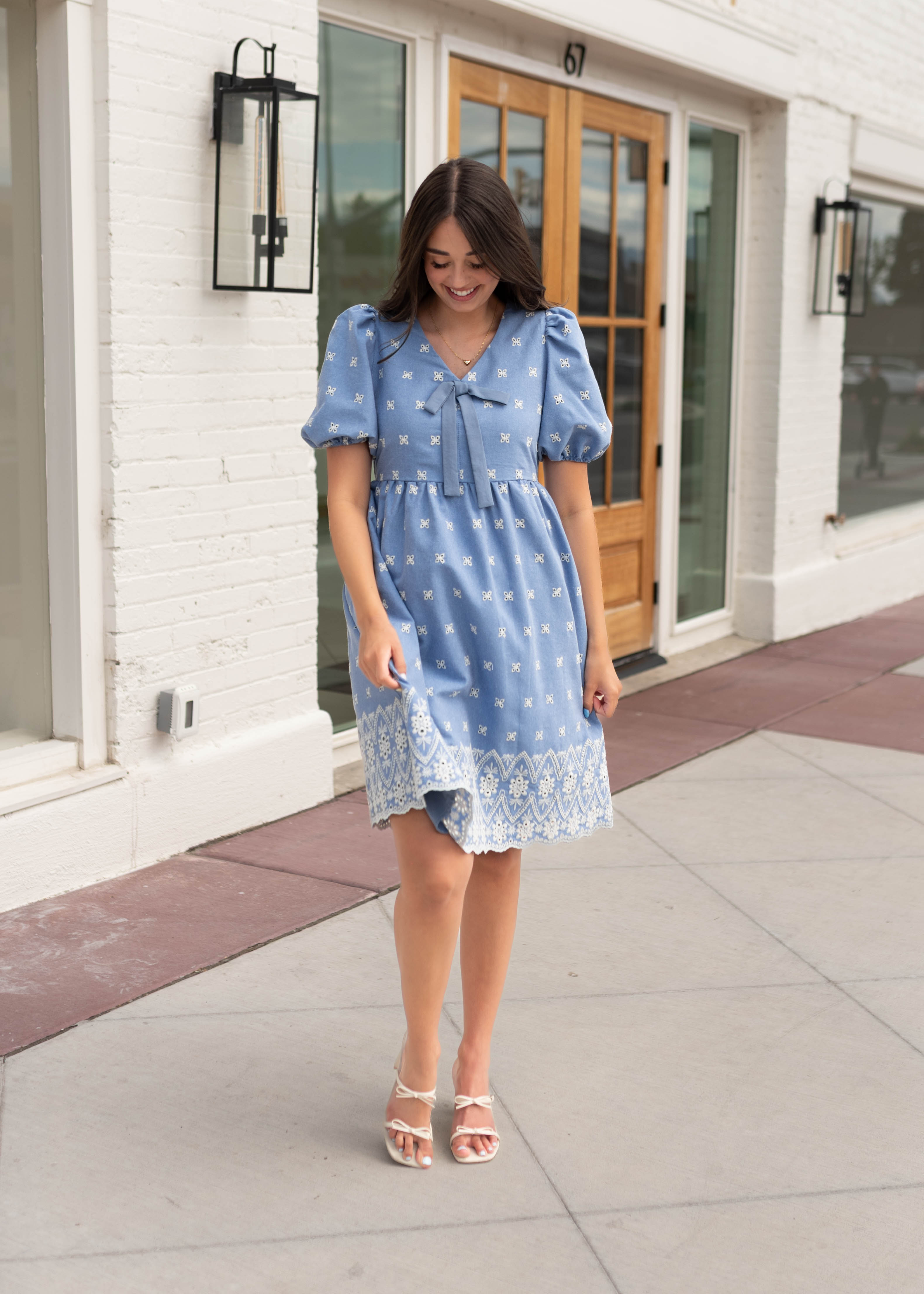 Jordyn Blue Eyelet Dress