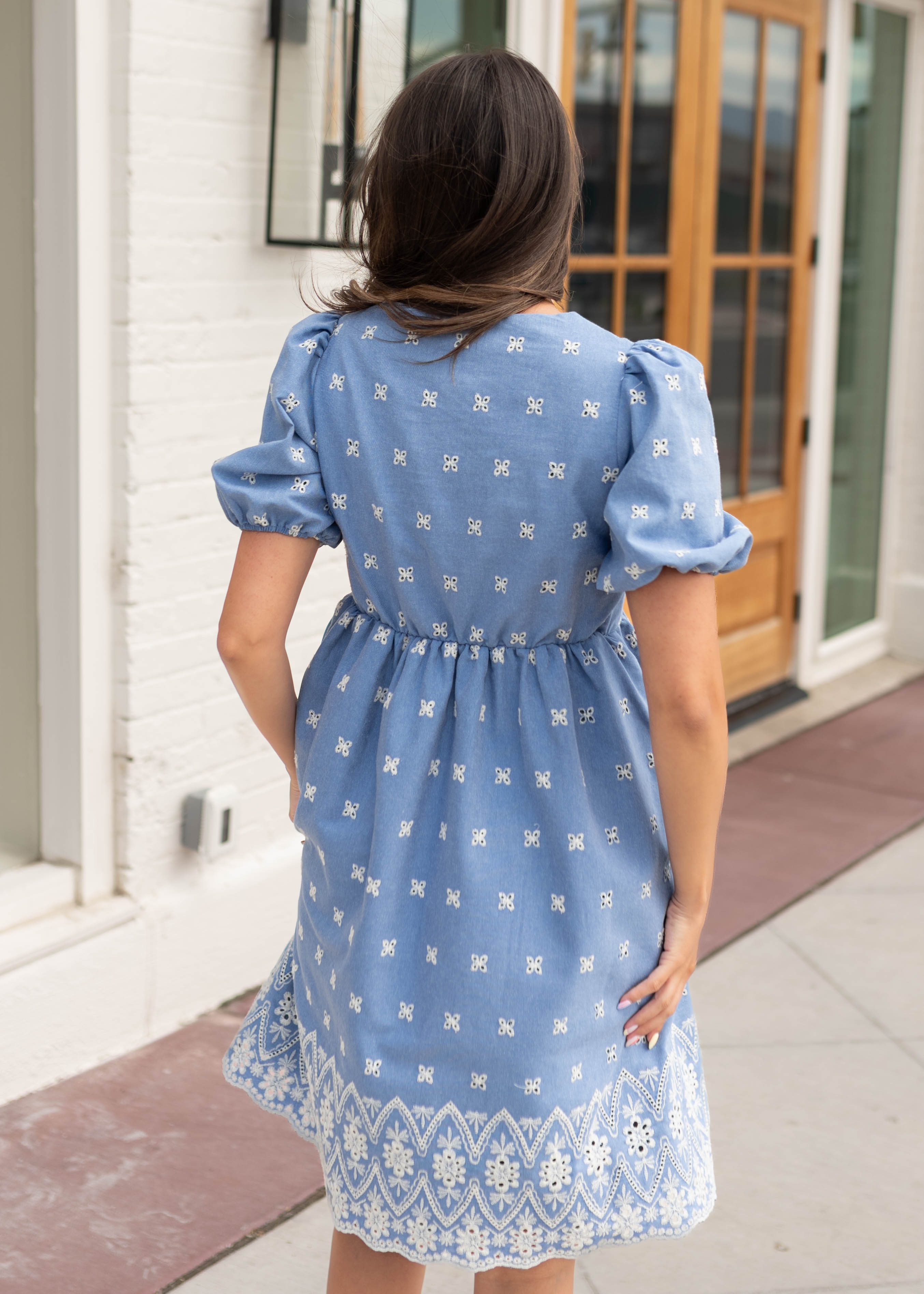 Jordyn Blue Eyelet Dress