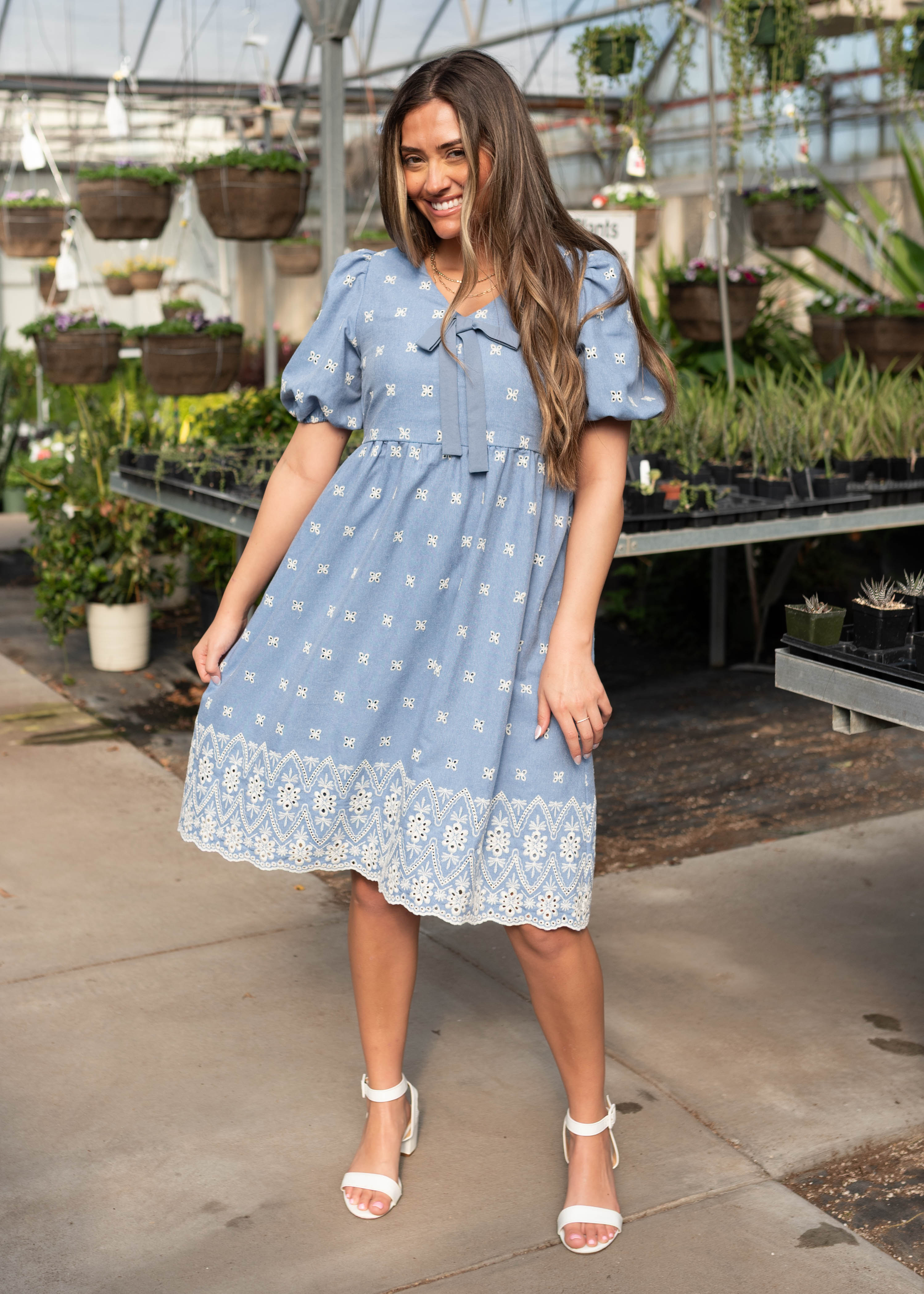 Jordyn Blue Eyelet Dress