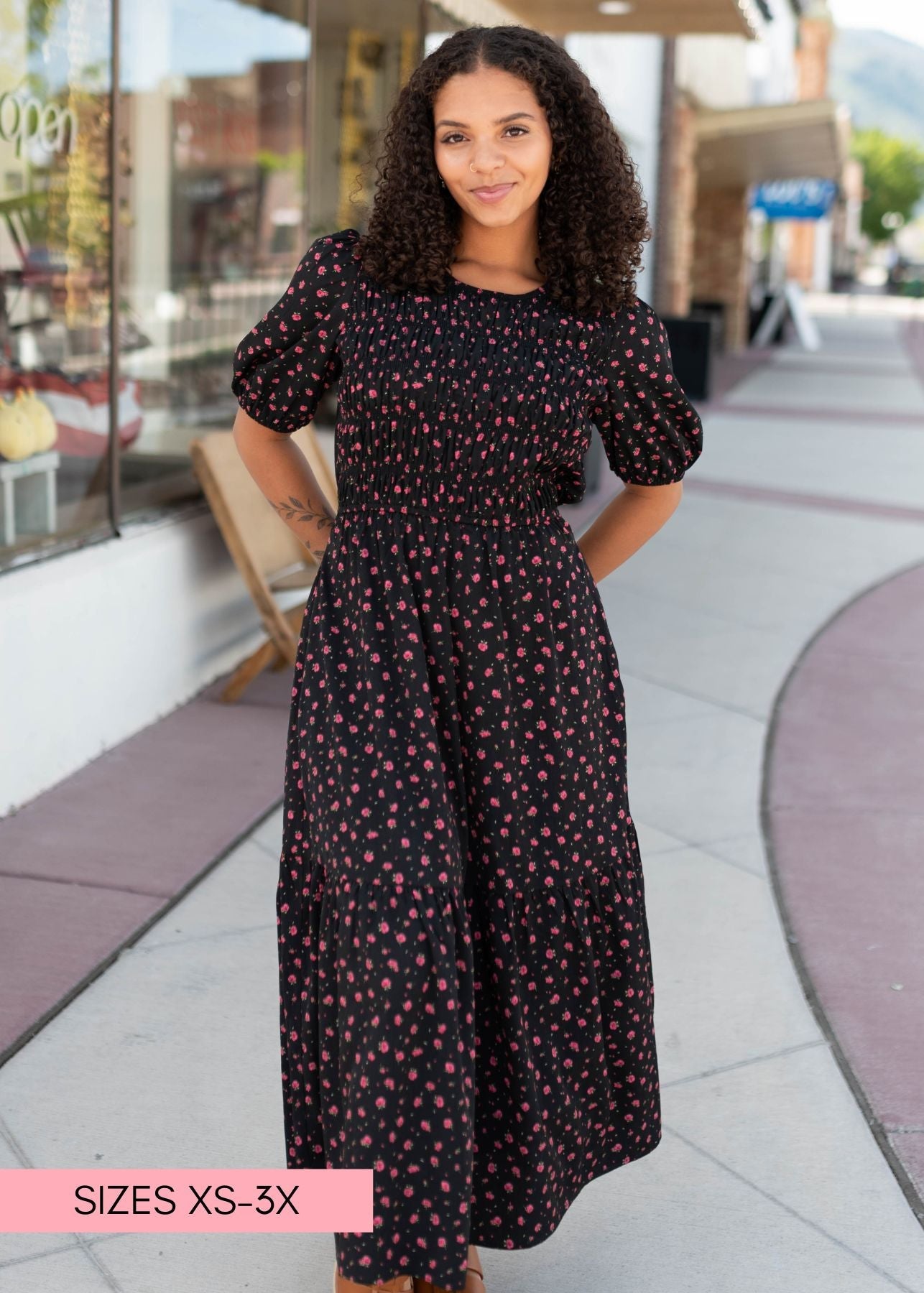 Josephine Black Floral Dress
