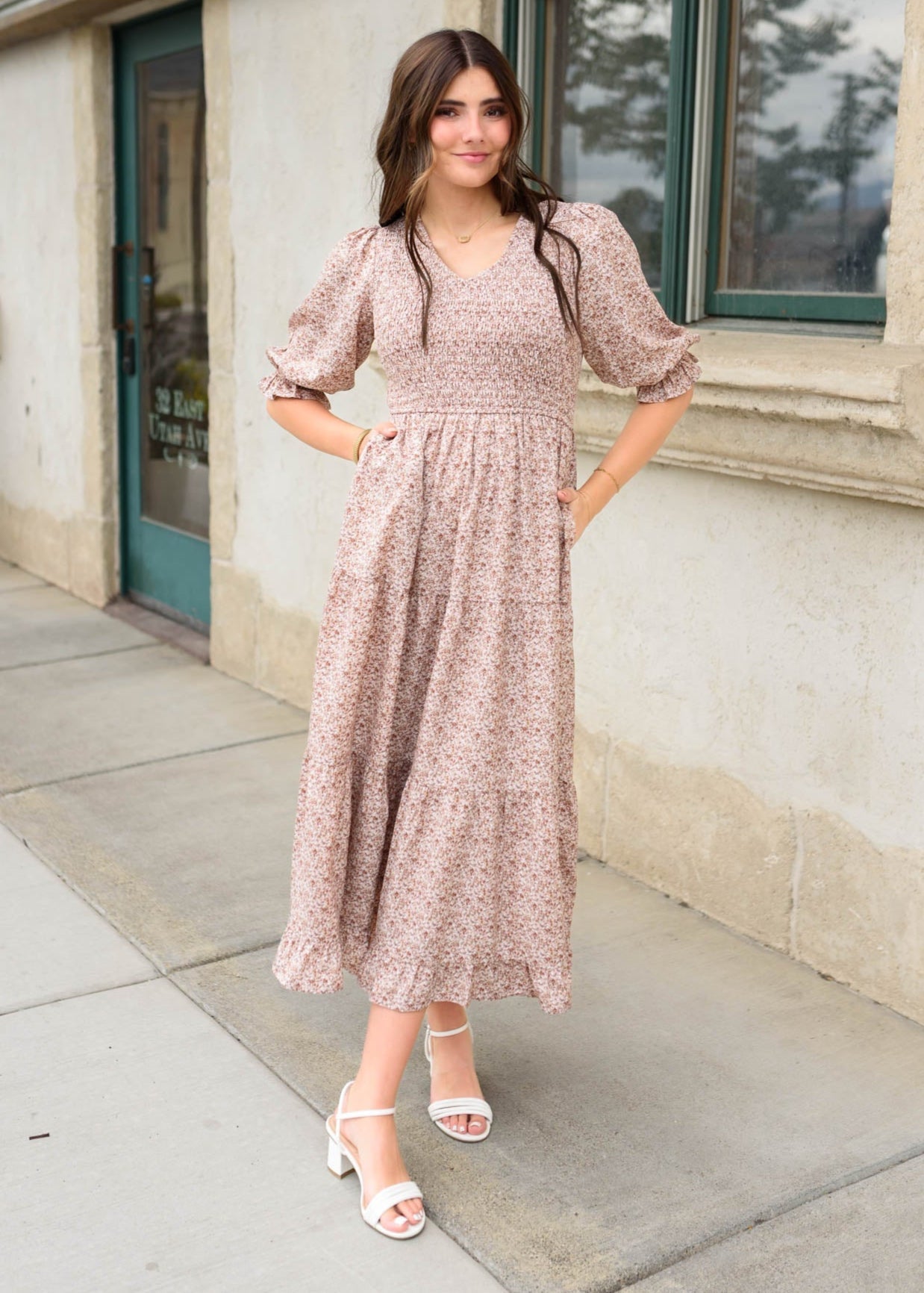 Julia Dusty Mauve Floral Dress