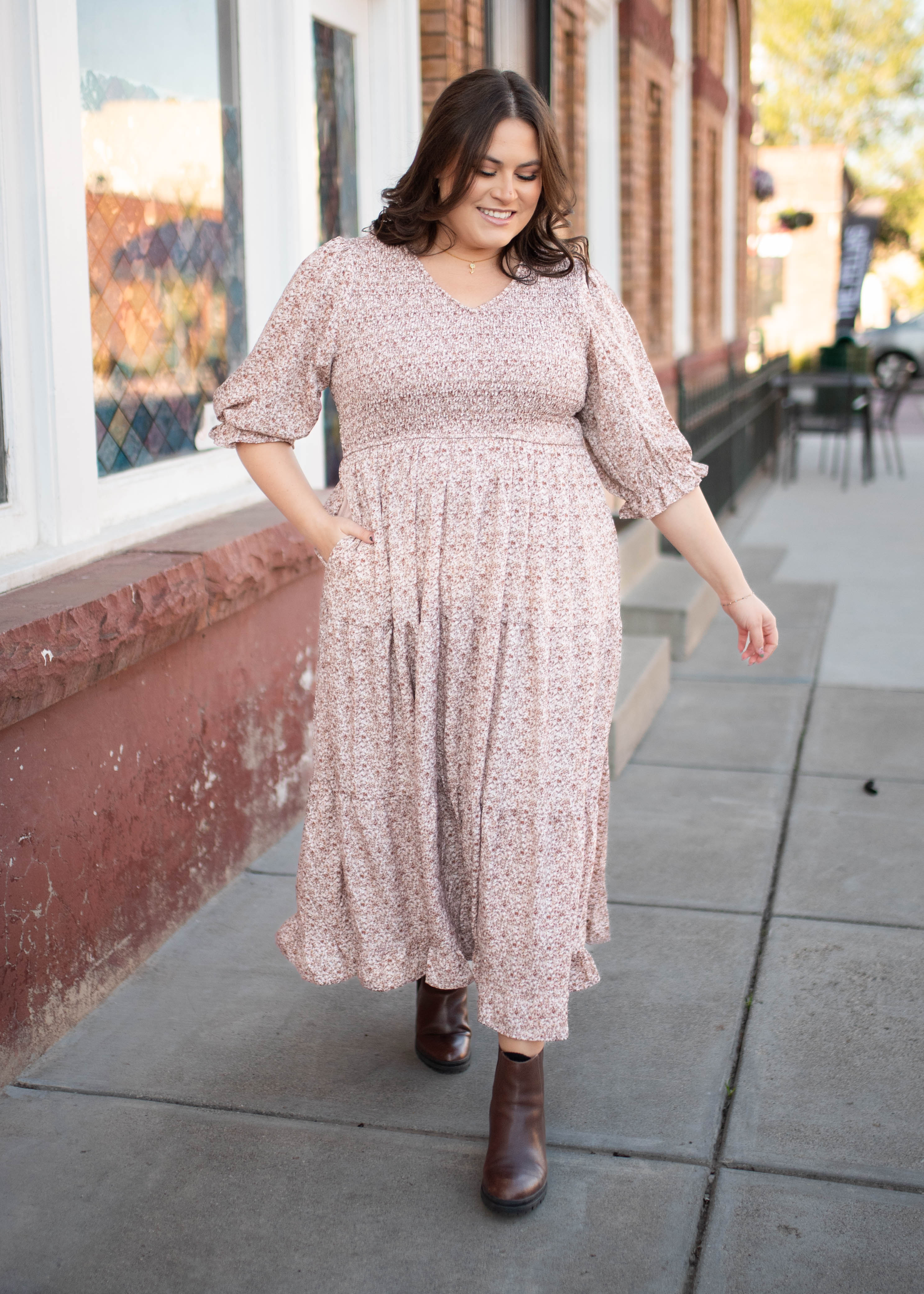 Julia Dusty Mauve Floral Dress