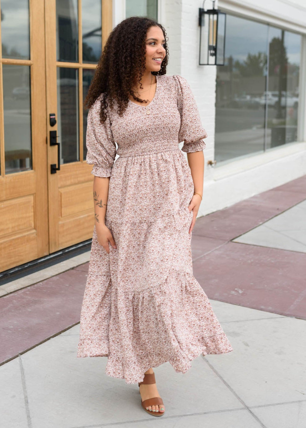 Julia Dusty Mauve Floral Dress