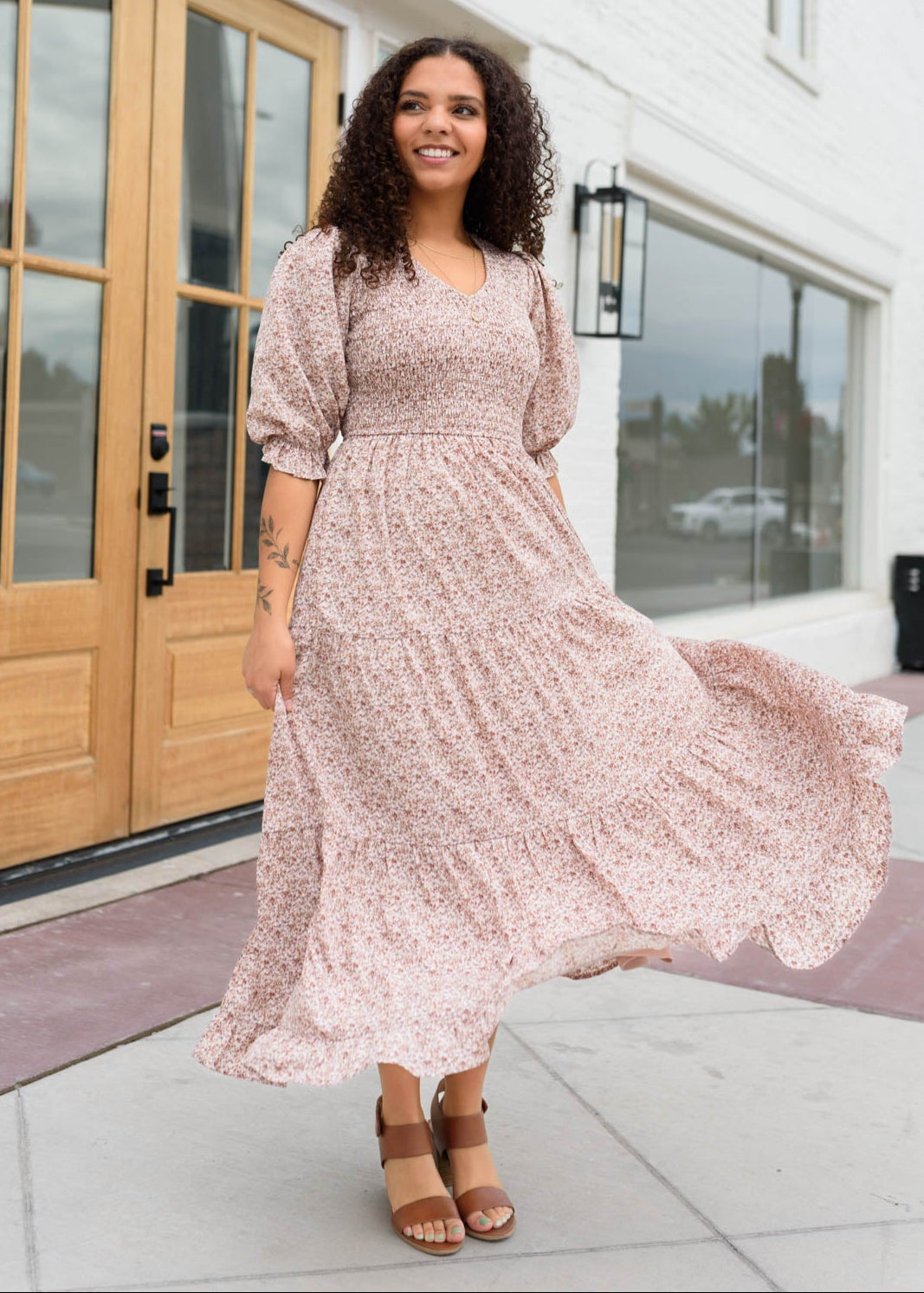 Julia Dusty Mauve Floral Dress