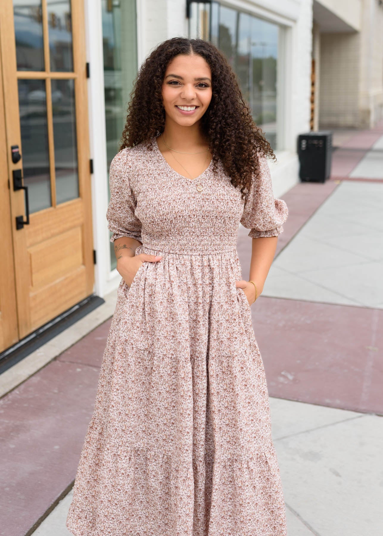 Julia Dusty Mauve Floral Dress