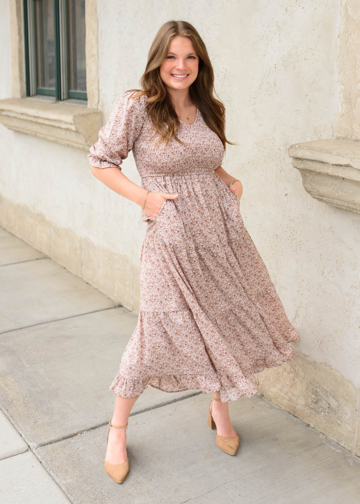 Julia Dusty Mauve Floral Dress