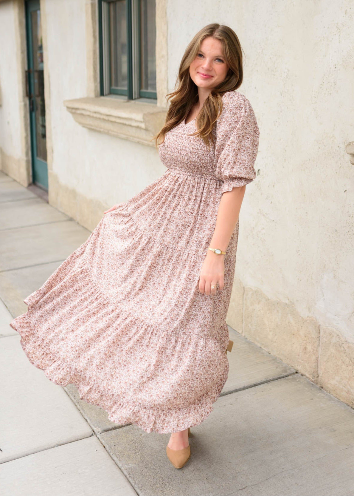 Julia Dusty Mauve Floral Dress