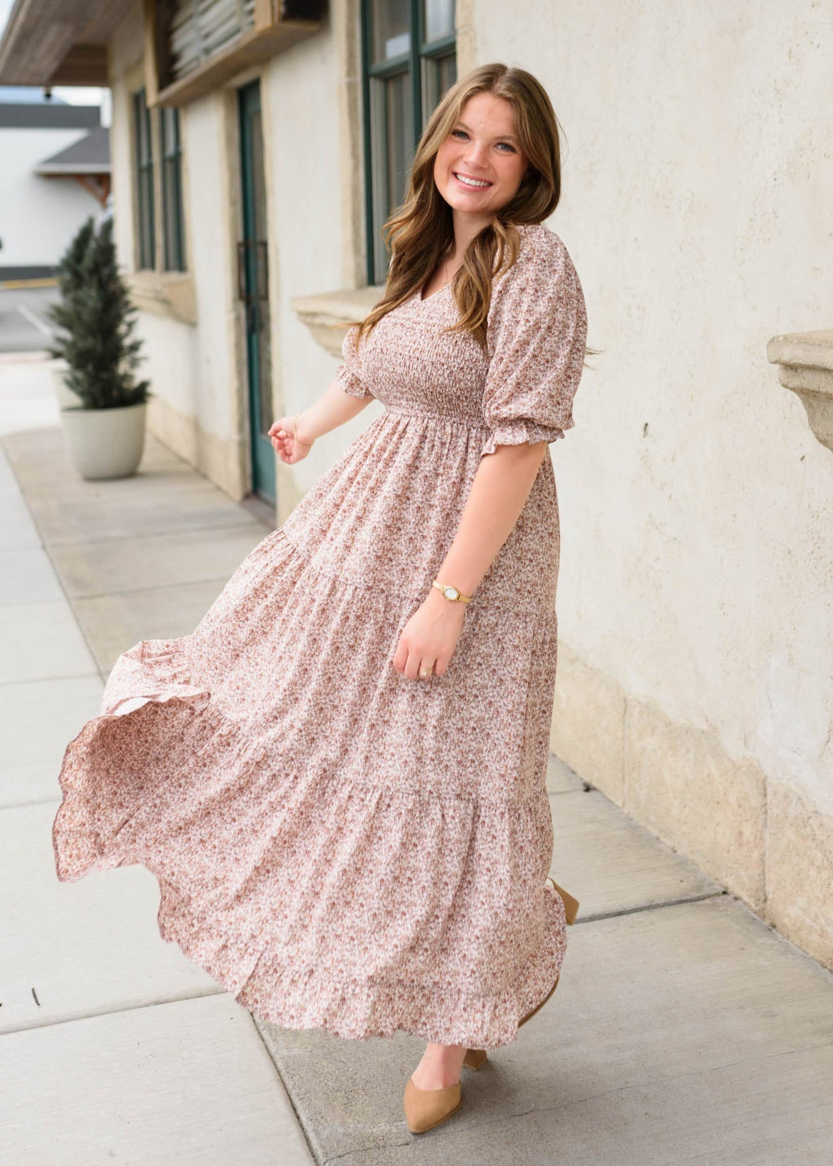 Julia Dusty Mauve Floral Dress