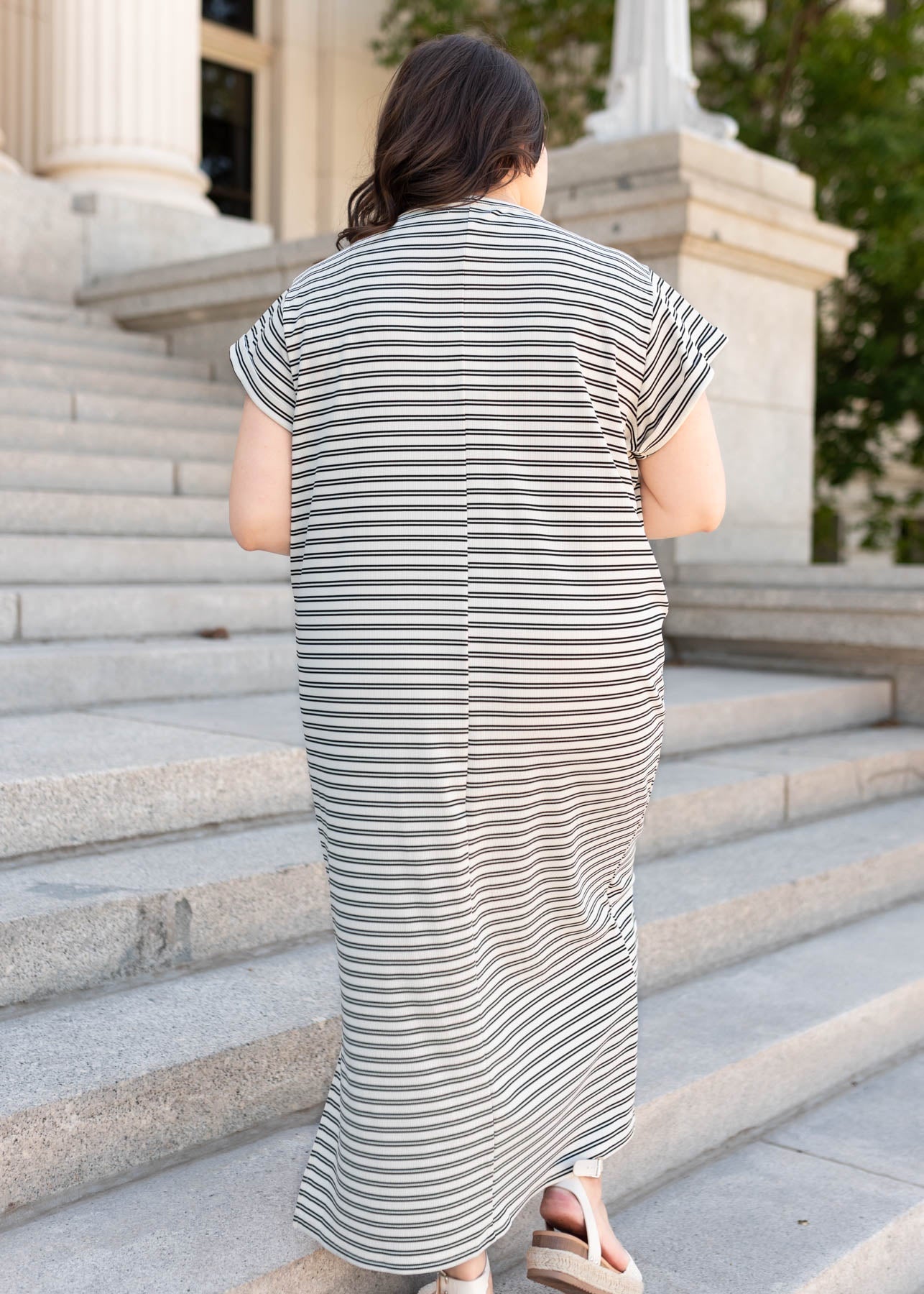 Kaelin Black Striped T-Shirt Dress