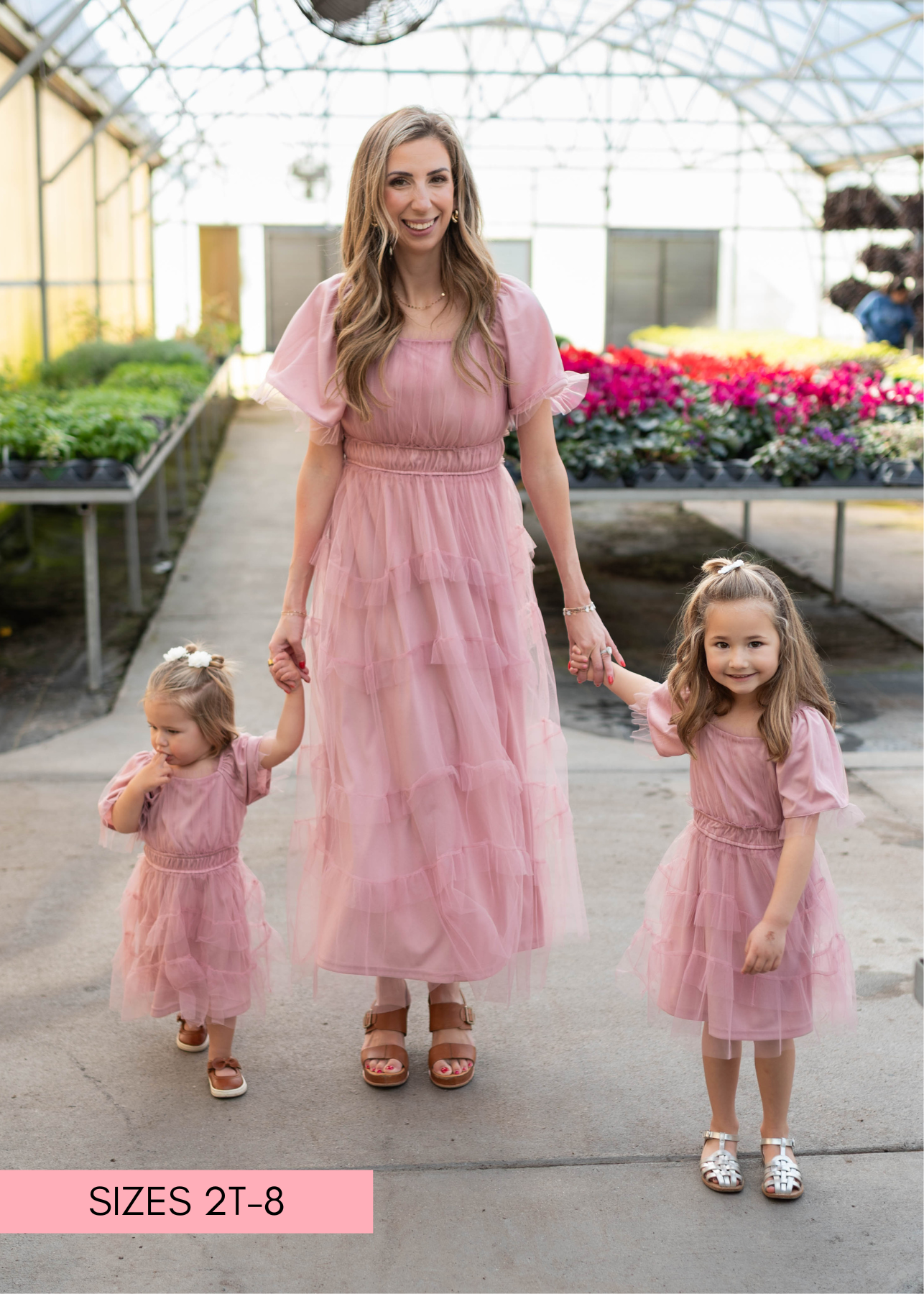 Kamryn Pink Mesh Tiered Little Girl Dress