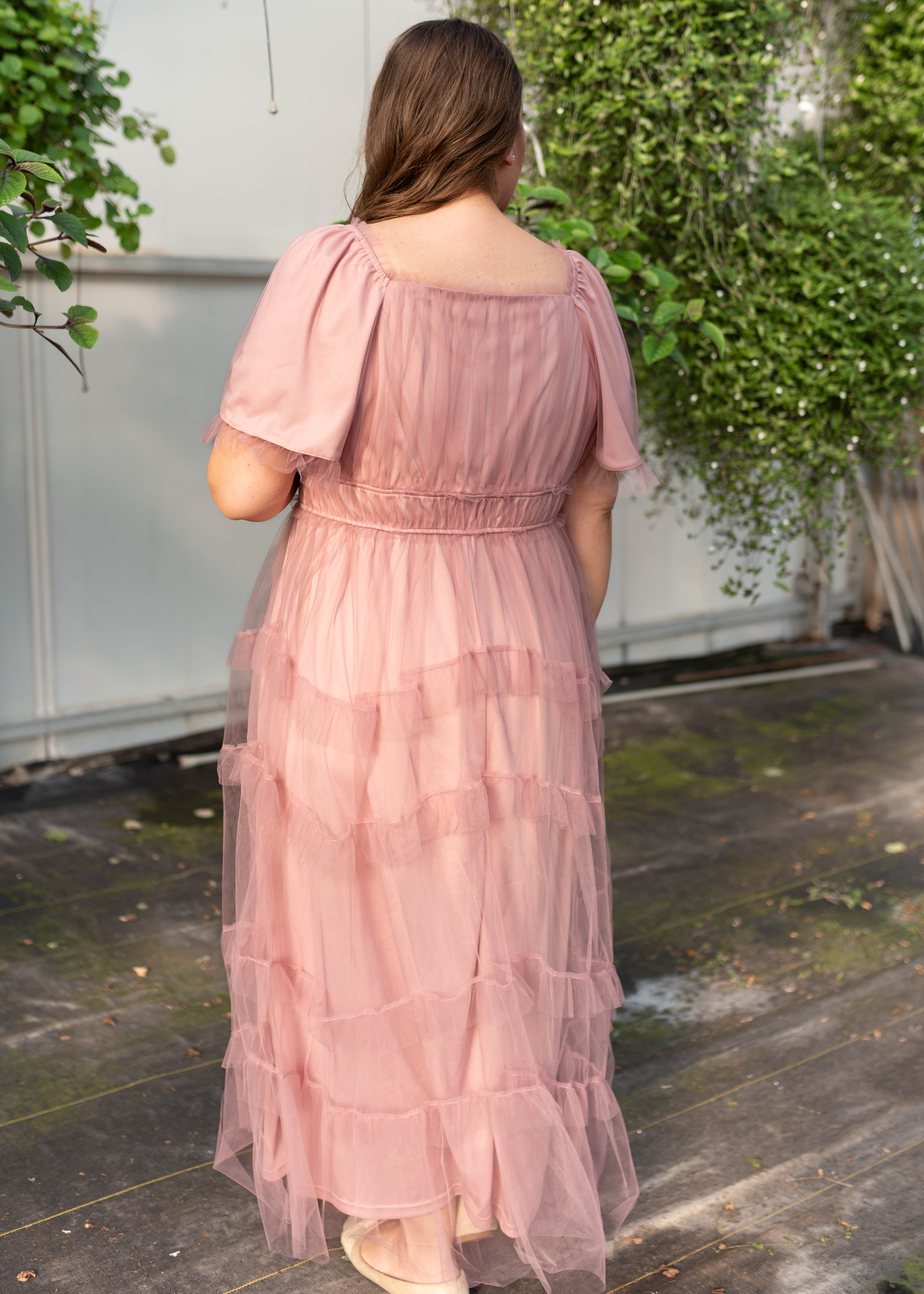 Kamryn Pink Mesh Tiered Dress