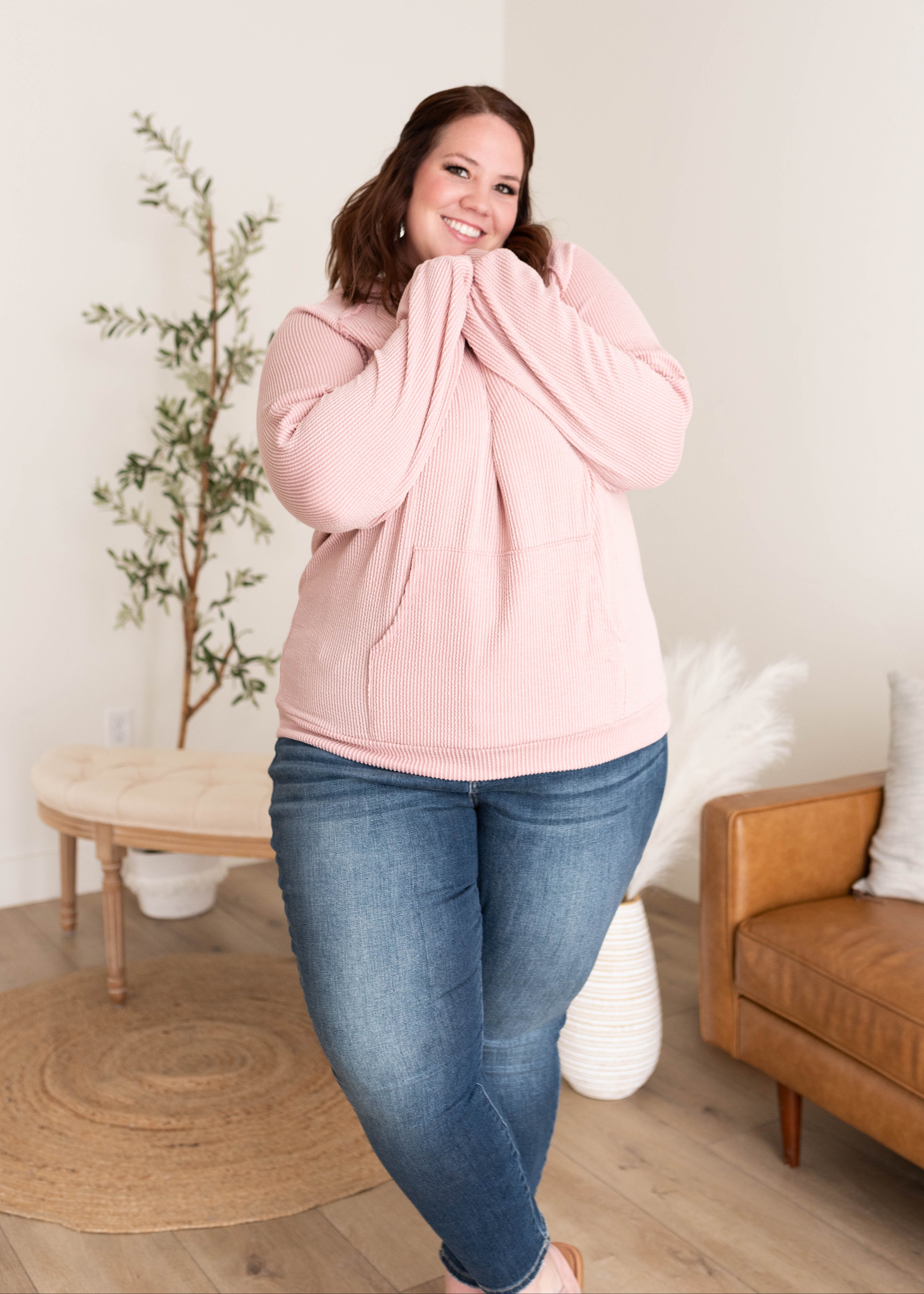 Kathy Mauve Textured Hoodie