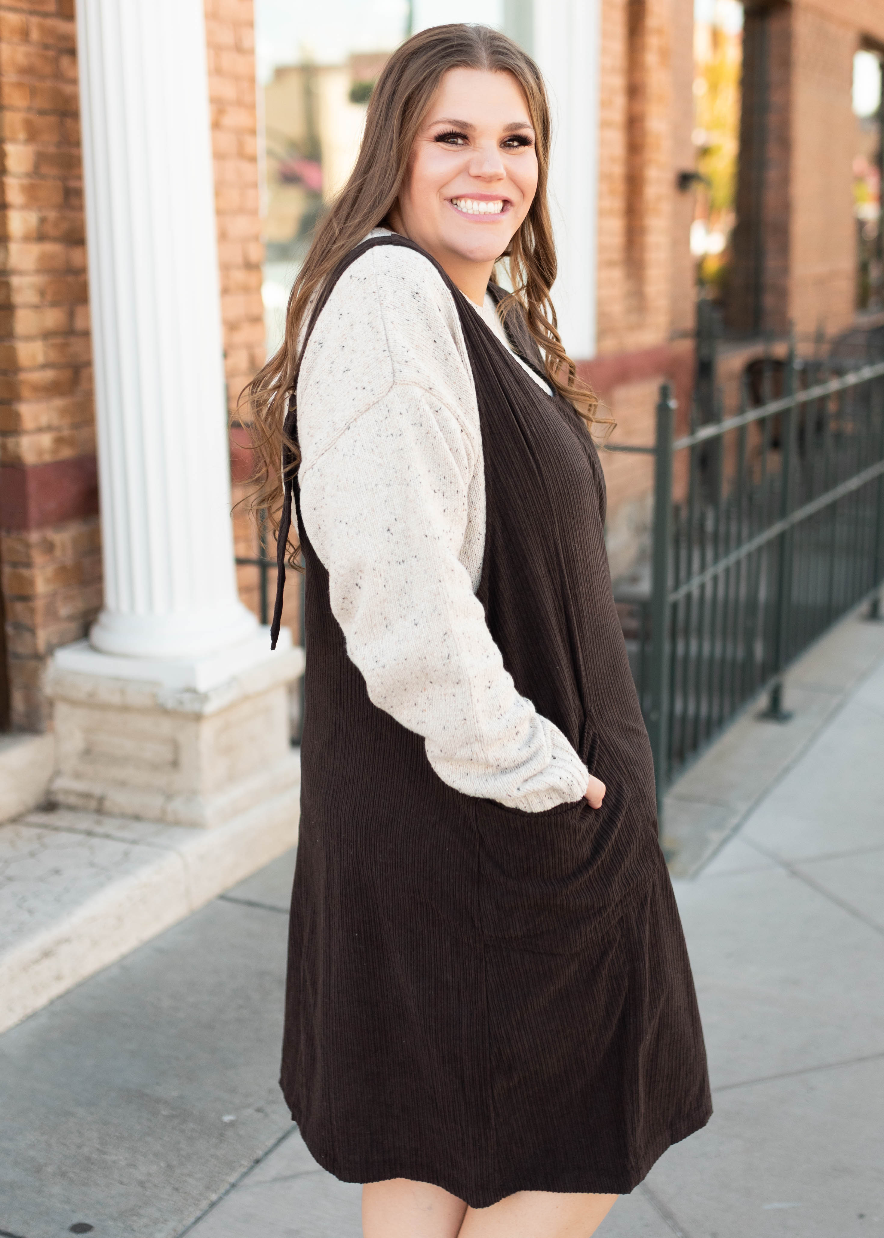 Katy Brown Corduroy Overall Dress