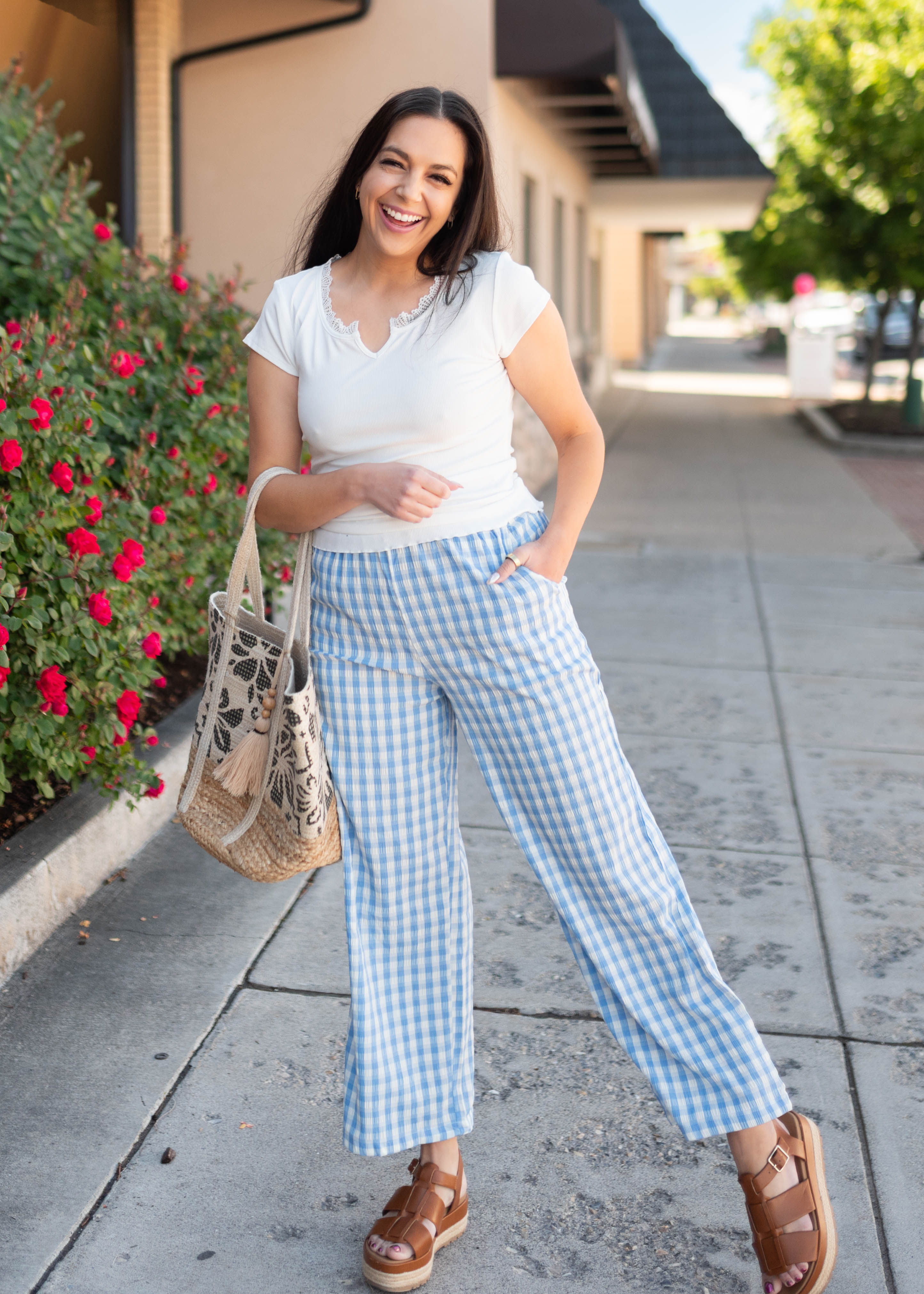 Kayla Blue Gingham Pants