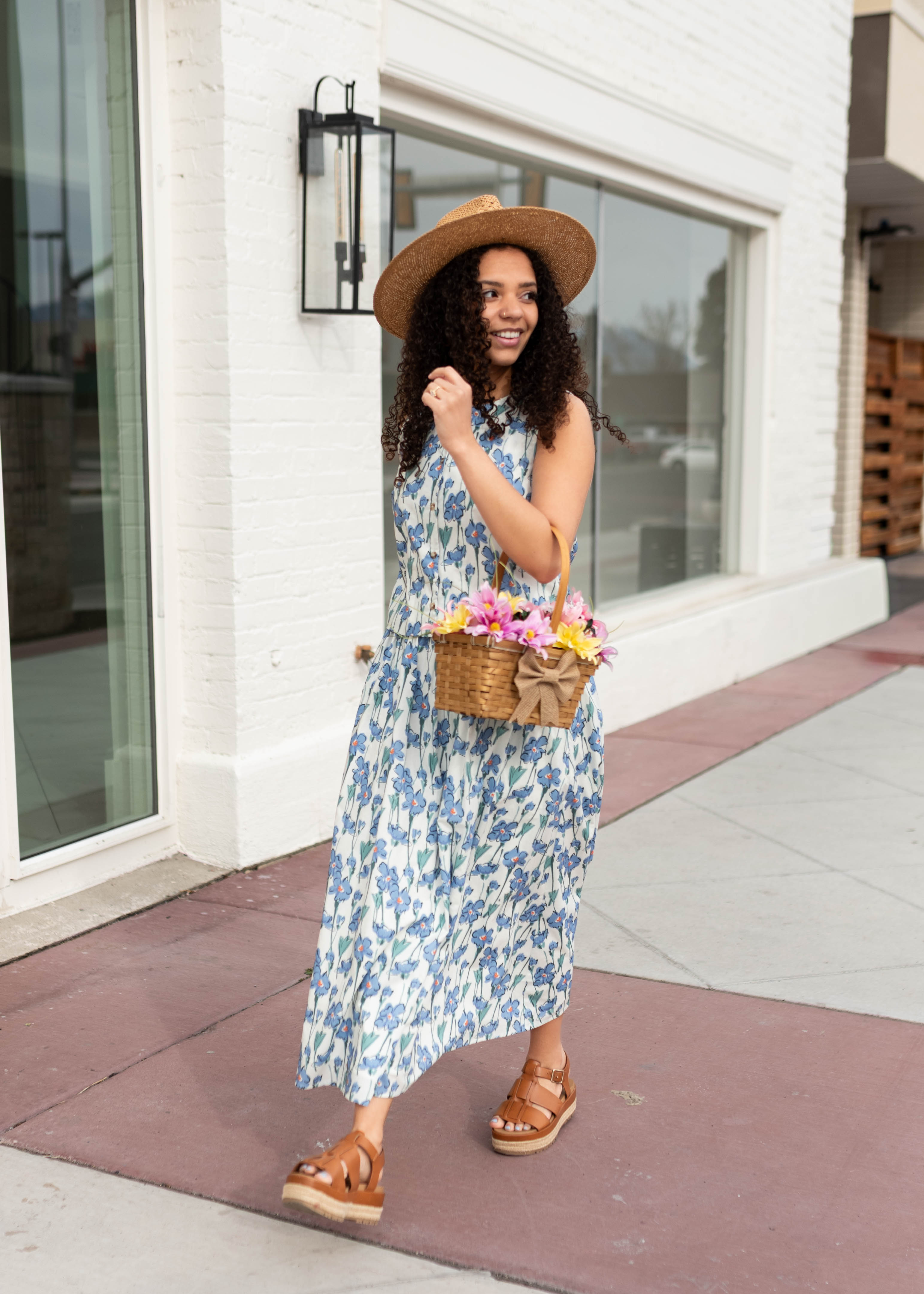 Kenna Blue Floral Midi Skirt