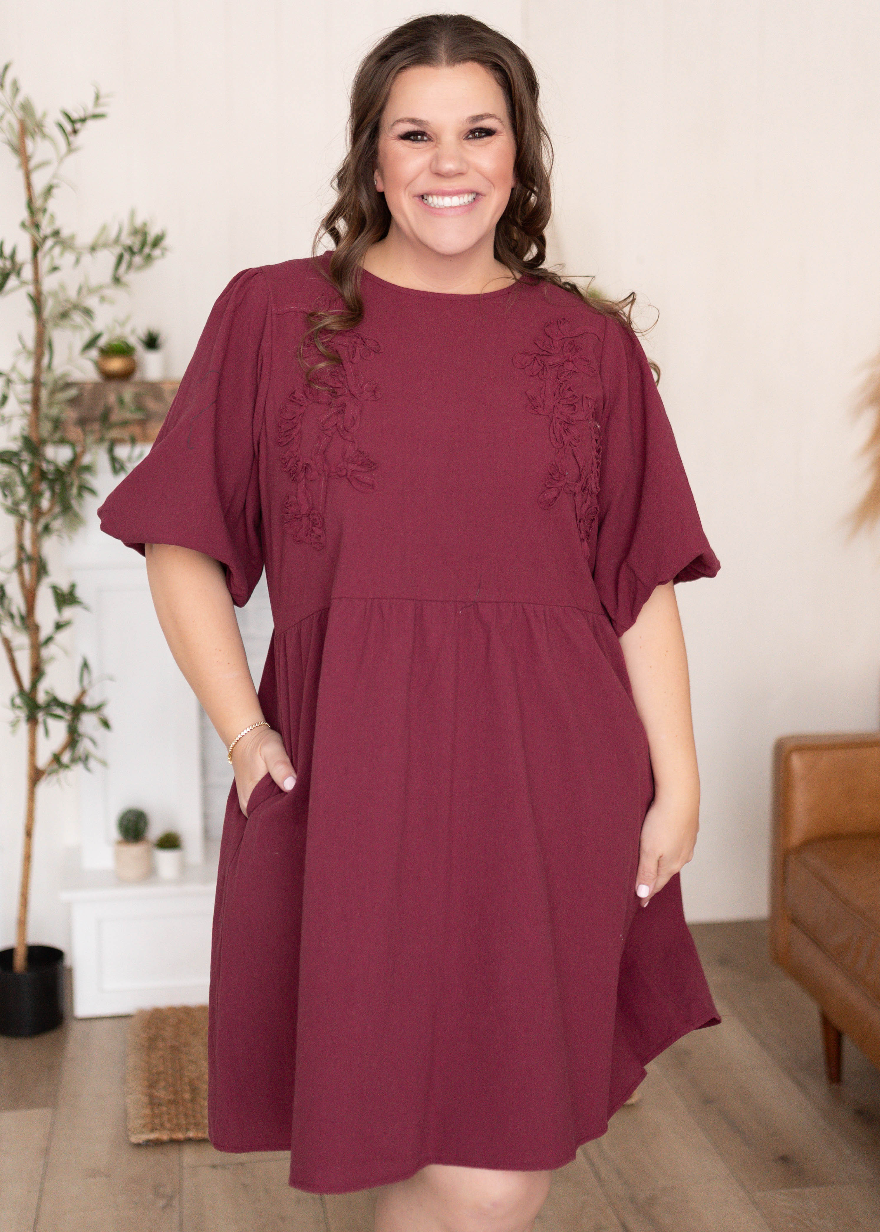 Kiara Wine Floral Dress
