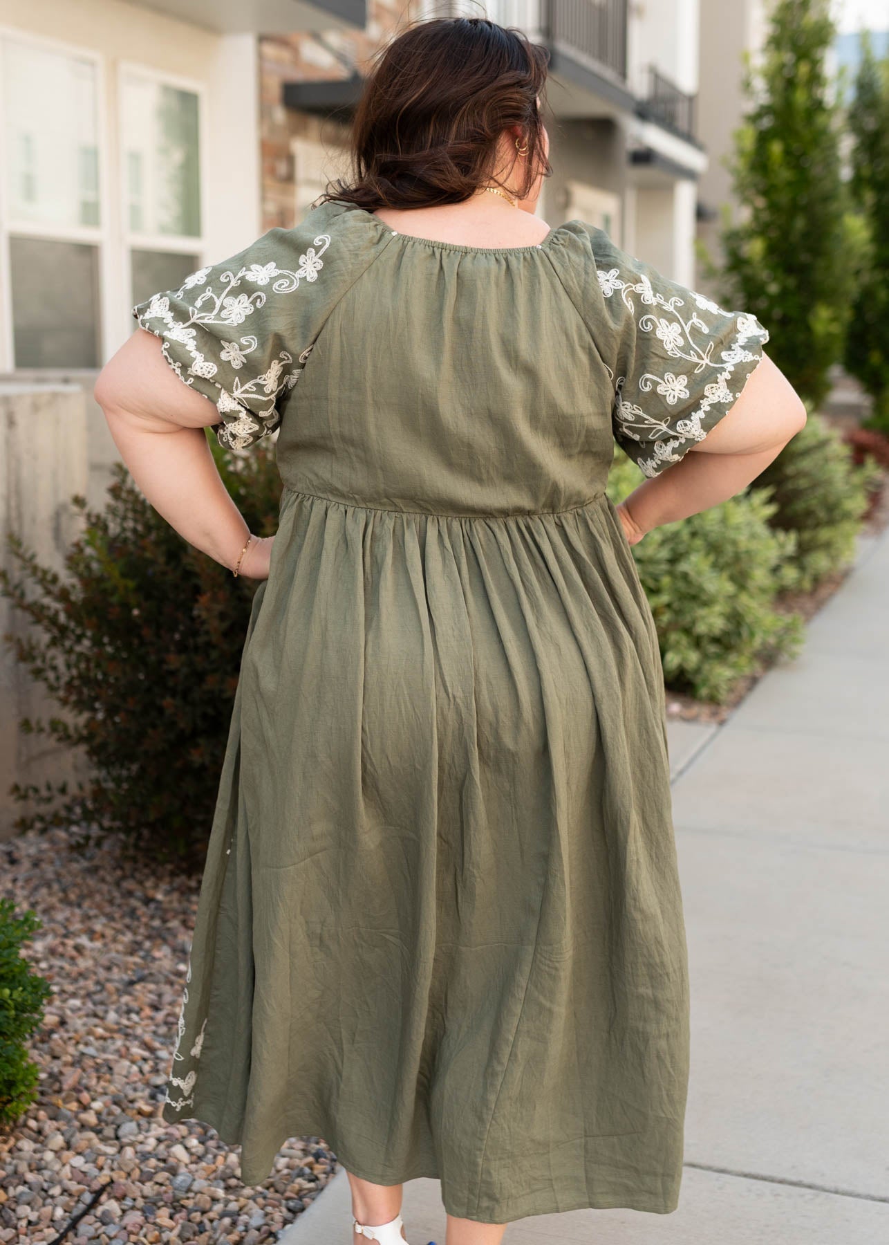 Kiera Olive Embroidered Dress