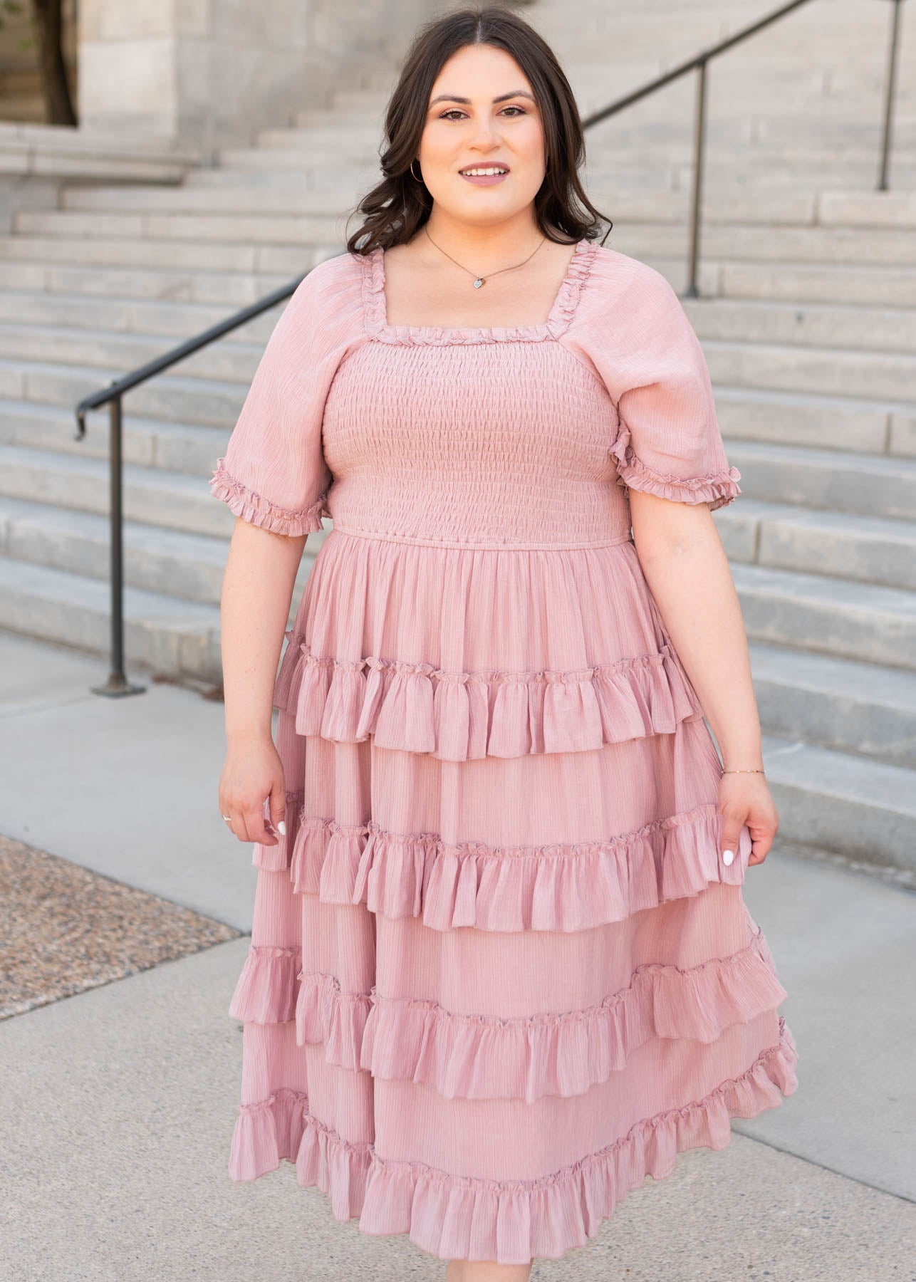 Korin Pink Ruffle Tiered Dress
