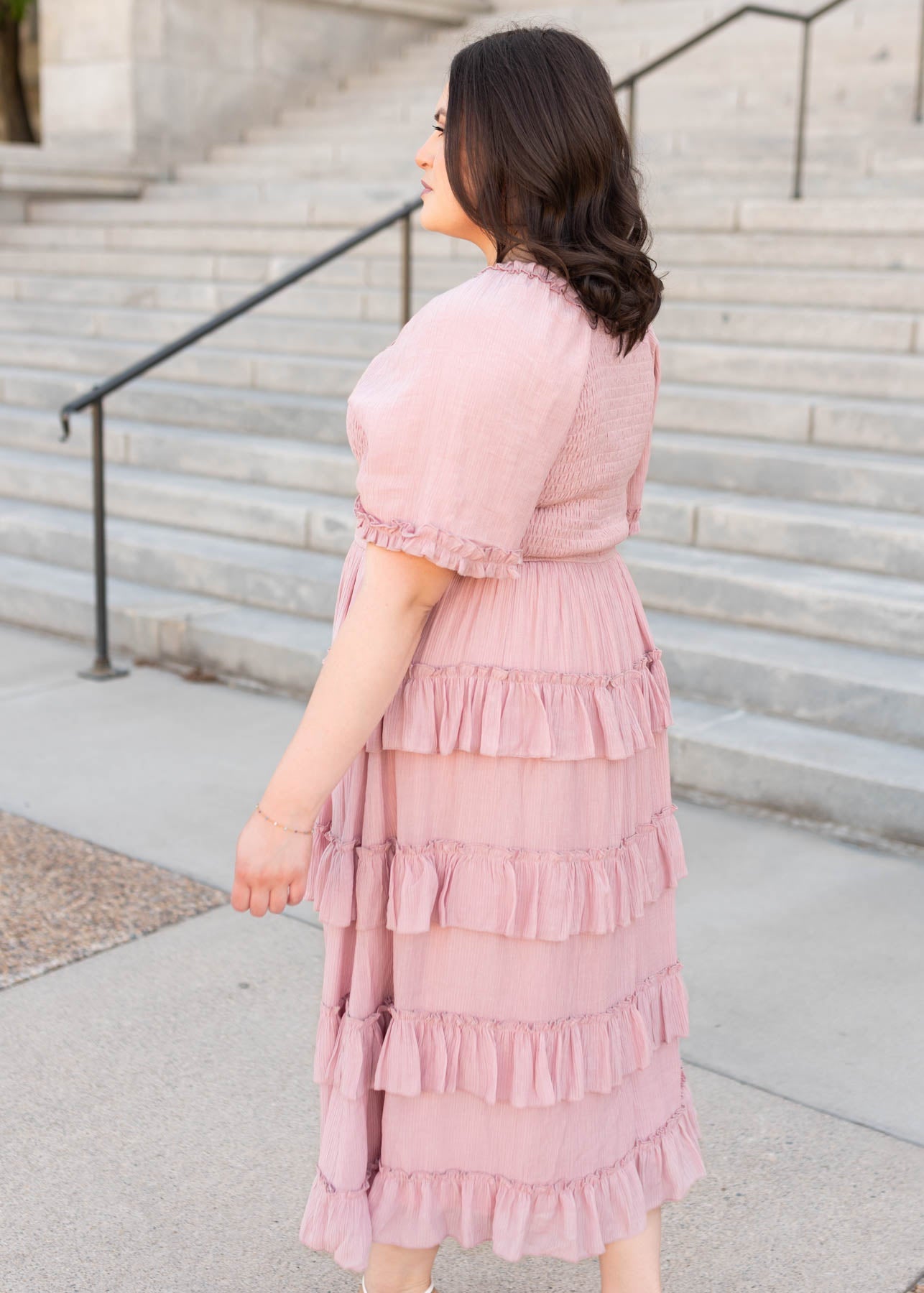 Korin Pink Ruffle Tiered Dress
