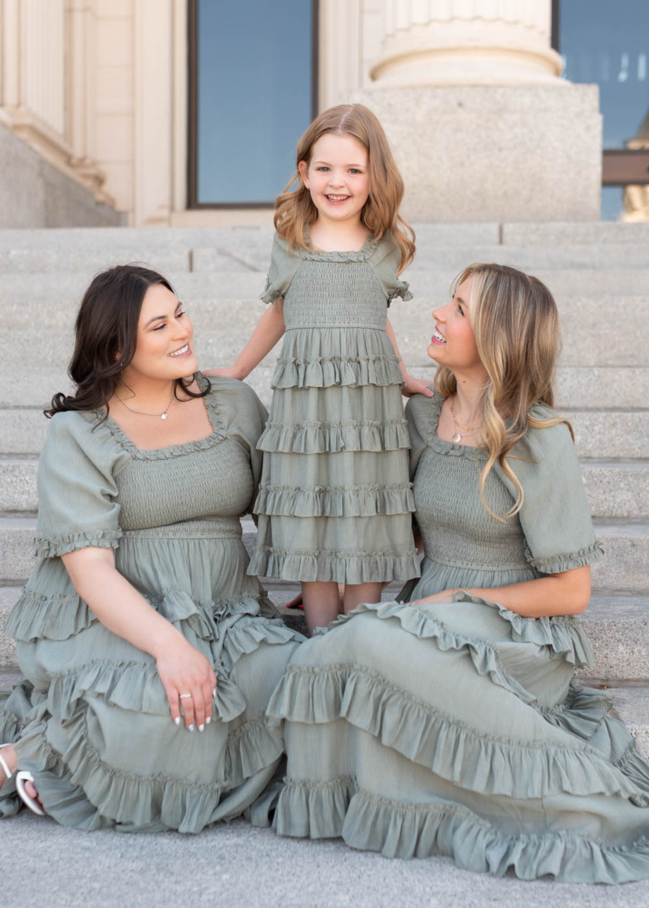 Korin Sage Ruffle Tiered Dress