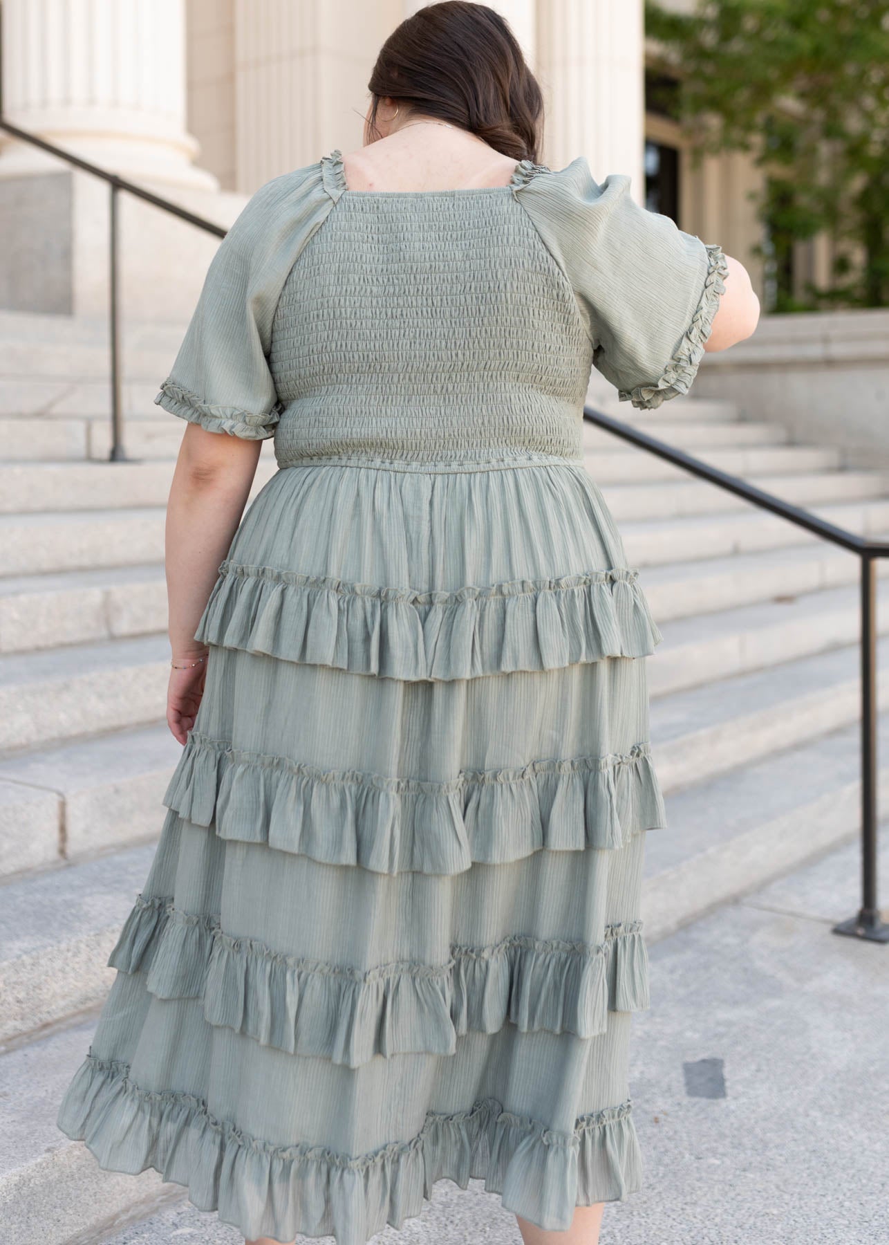 Korin Sage Ruffle Tiered Dress