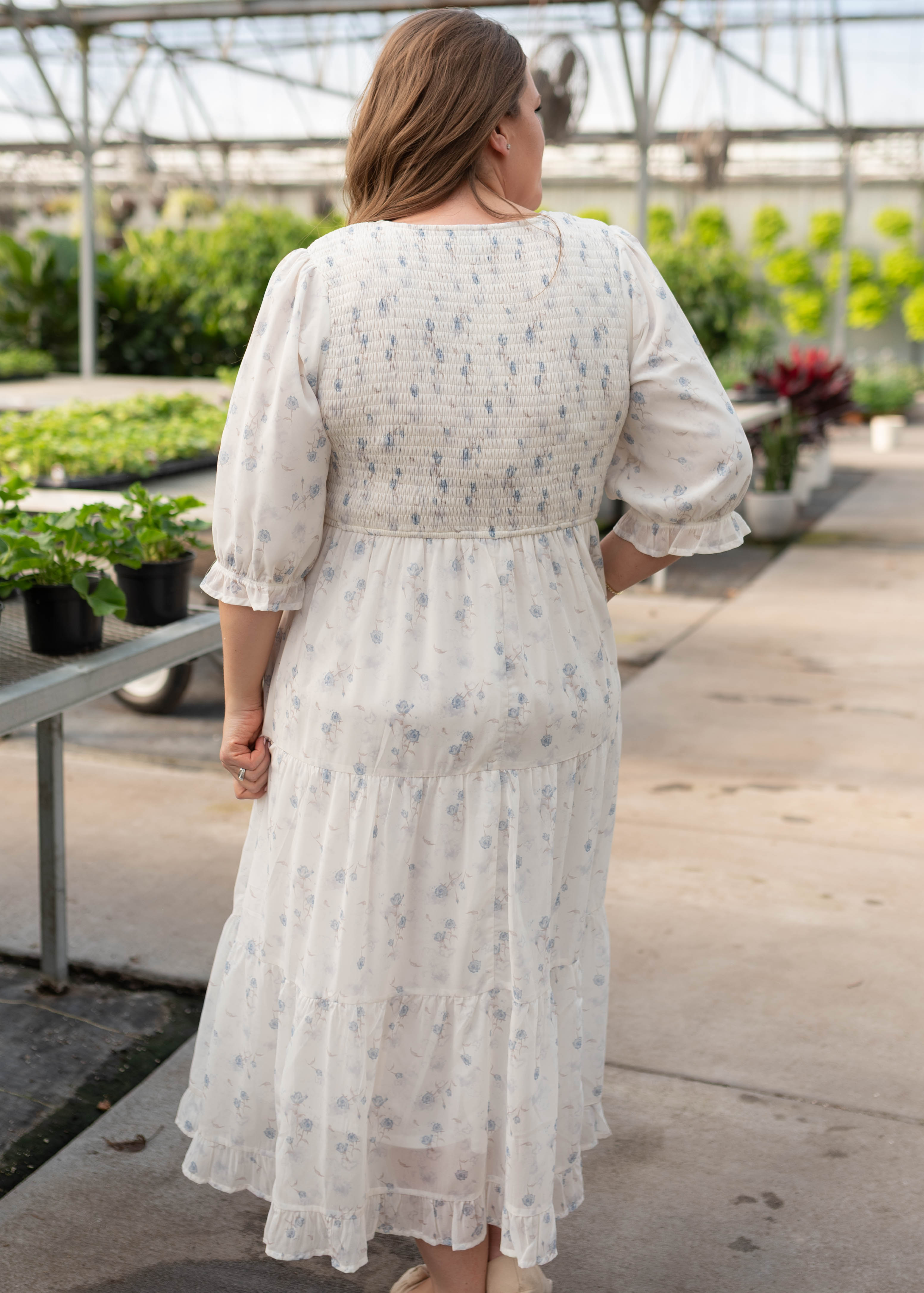 Kristin Light Blue Floral Tiered Dress