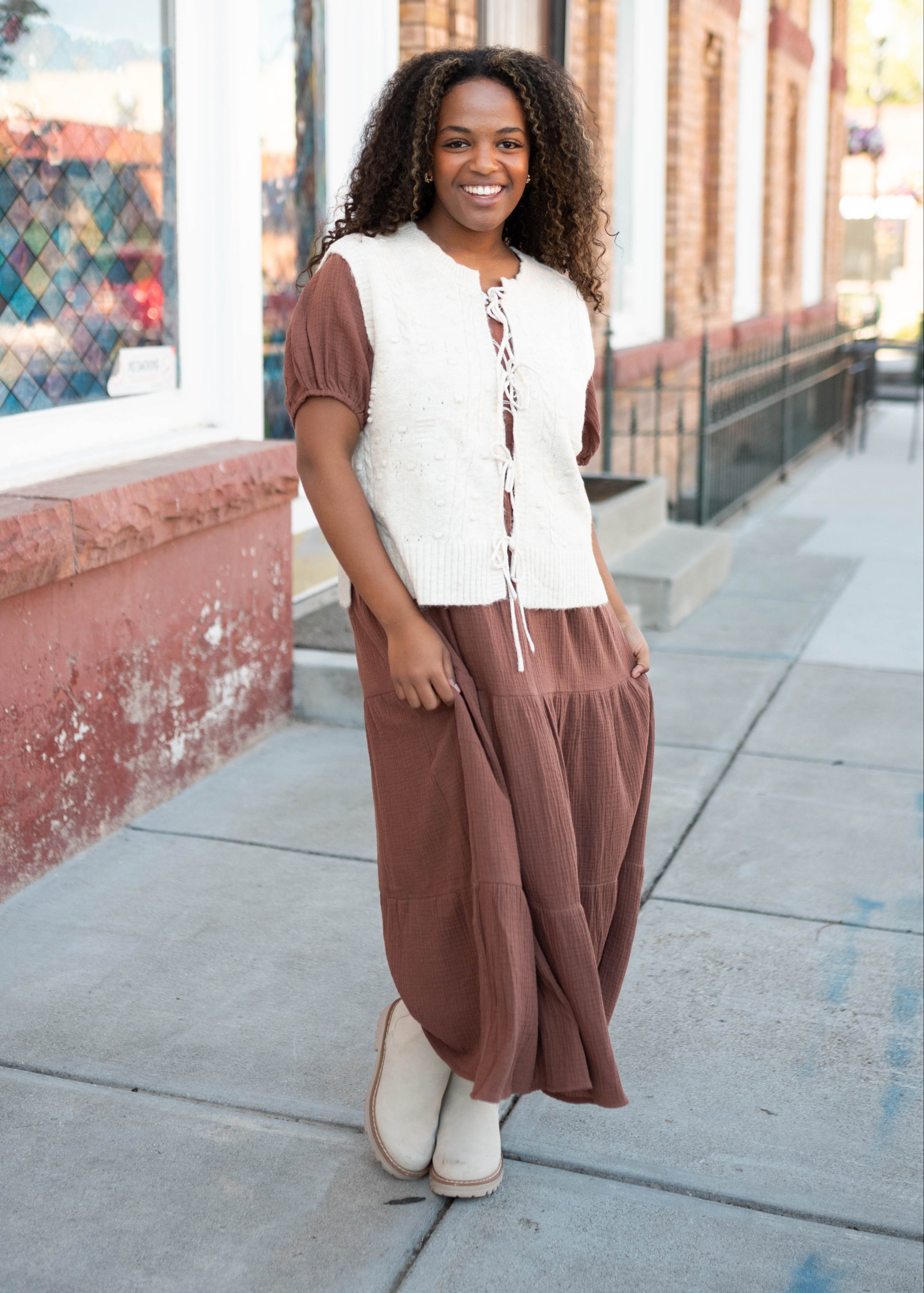 Lacey Oatmeal Sweater Vest