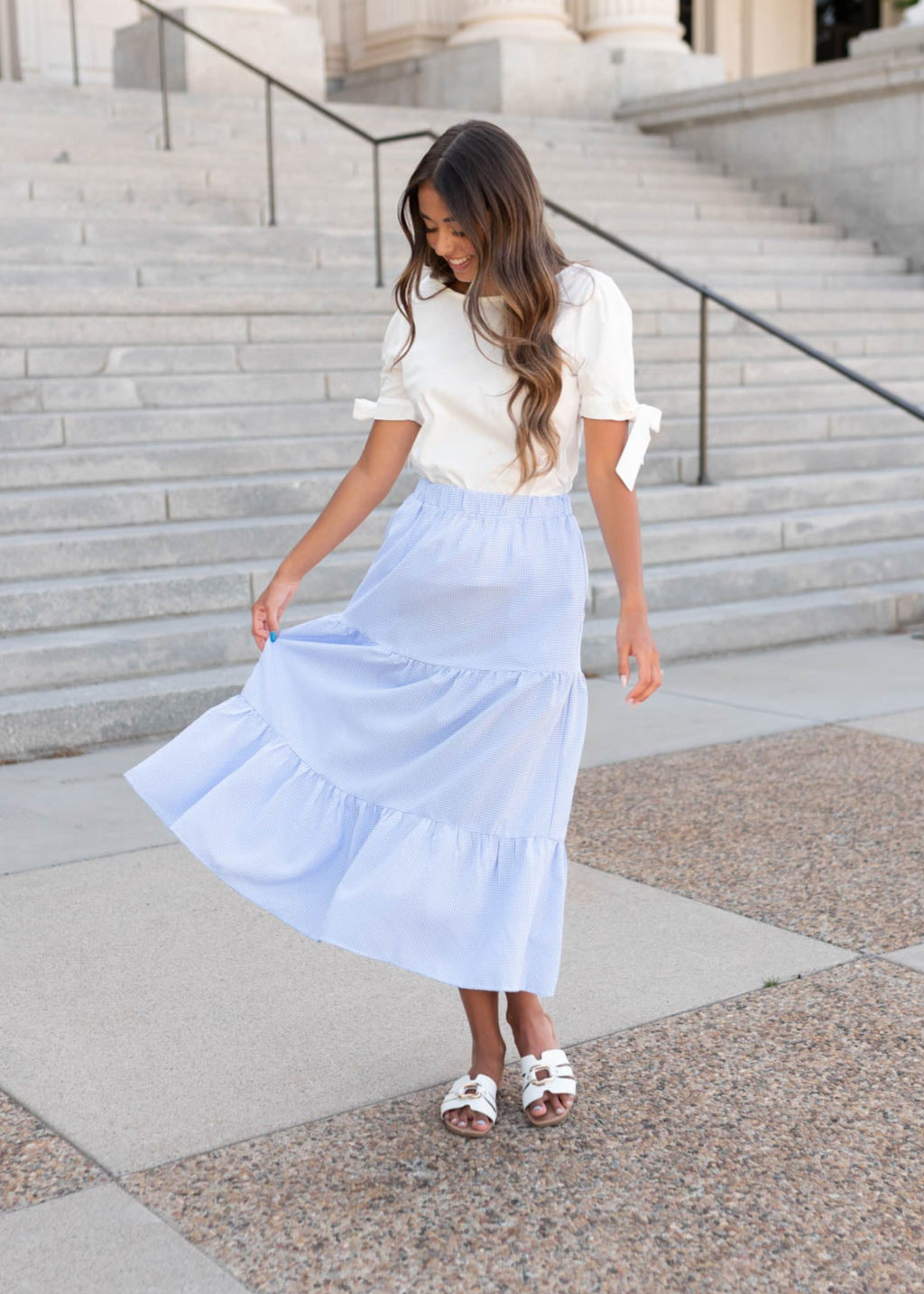 Larissa Sky Blue Gingham Skirt